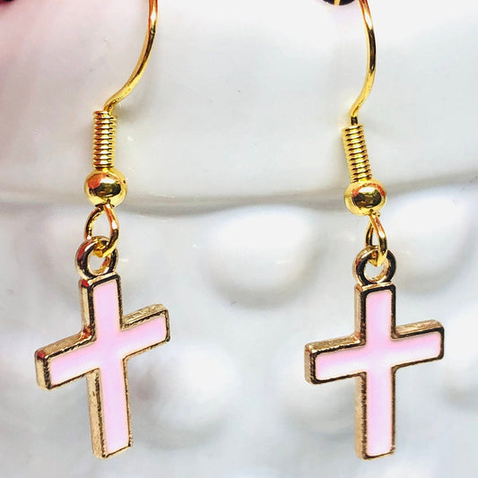 Cross Earrings - Colorful Cross Earrings - Cross Jewelry - Dangle Earrings - Religious Jewelry - Religious Earrings