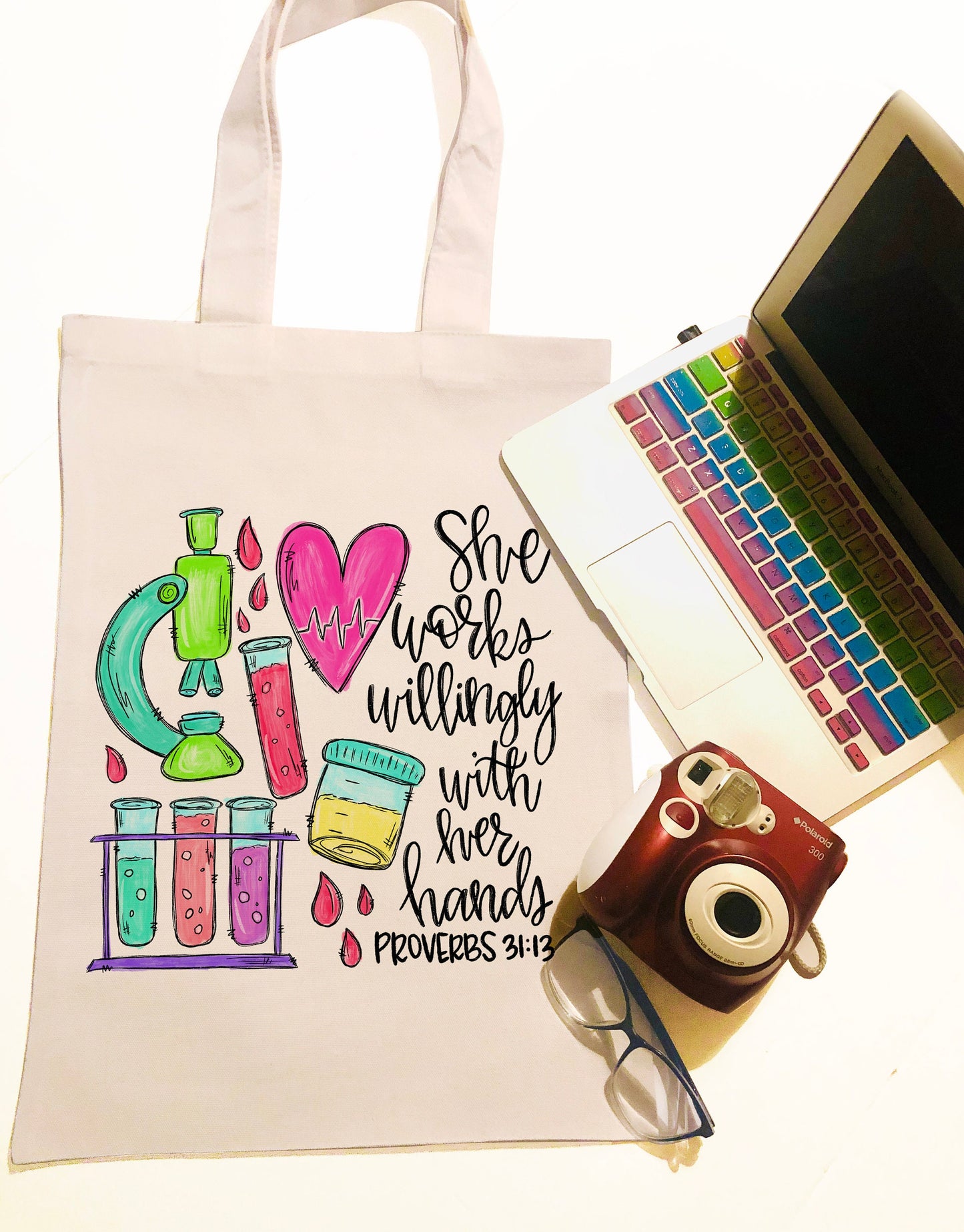 Personalized  Phlebotomist Canvas Bag -  She Works Willingly with her hands - Phlebotomist Canvas Bag - Phlebotomist Bag - Phlebotomist Gift