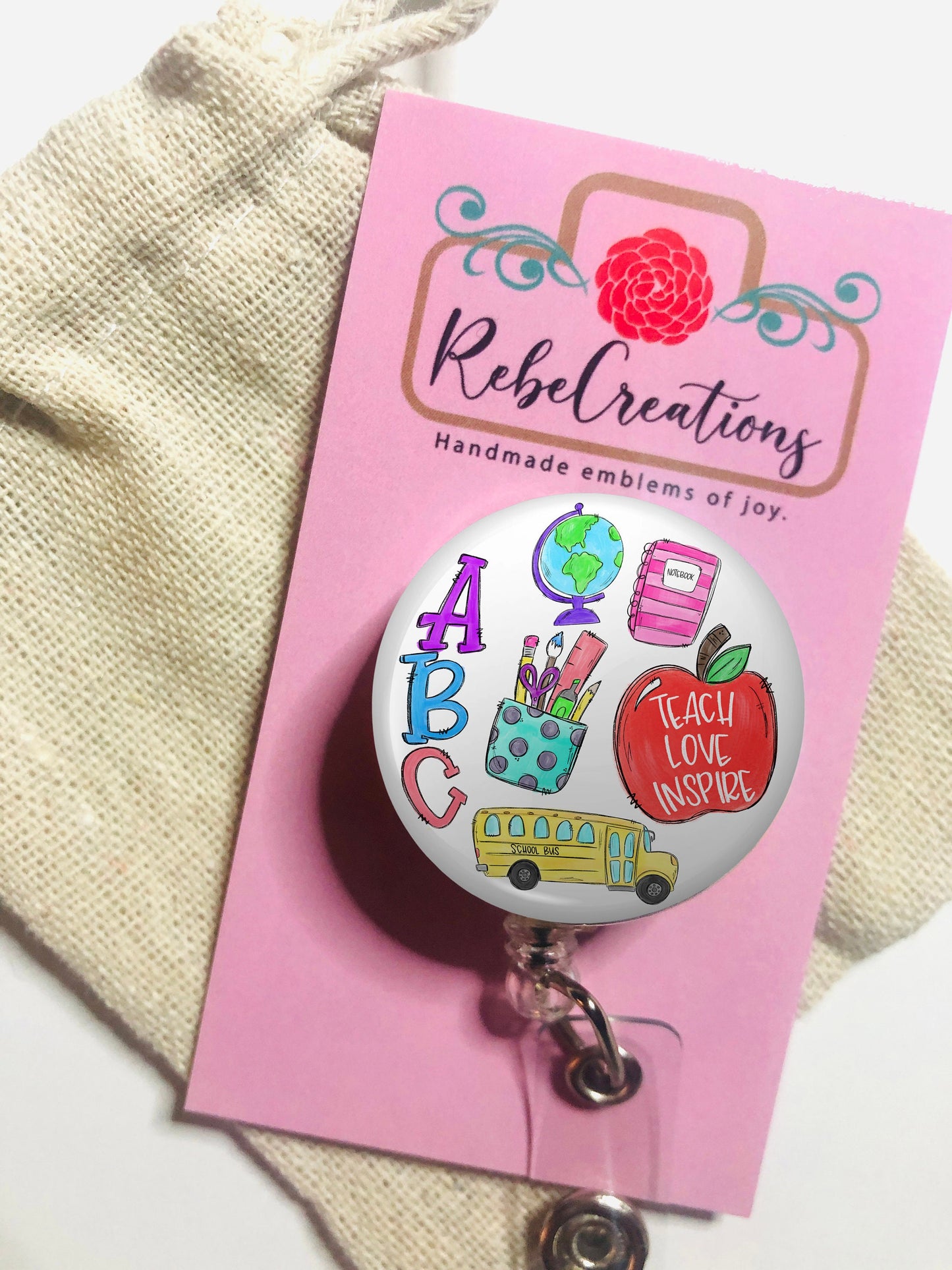Teacher Badge Reel - Teacher ID Badge Reel - ID Retractable badge, ID Badge Reel - Teacher  Gift