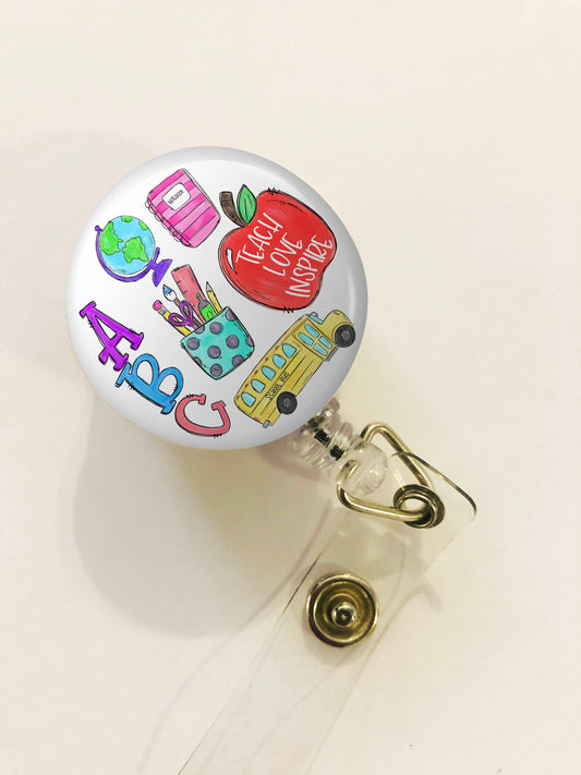 Teacher Badge Reel - Teacher ID Badge Reel - ID Retractable badge, ID Badge Reel - Teacher  Gift