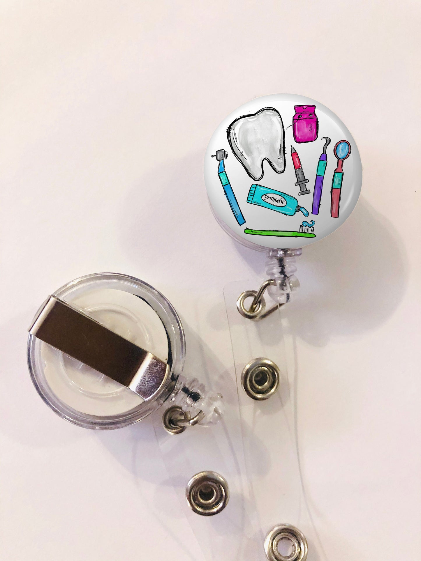 Dentist Badge Reel - Dental Hygienist - Dental Assistant - ID Retractable badge, ID Badge Reel