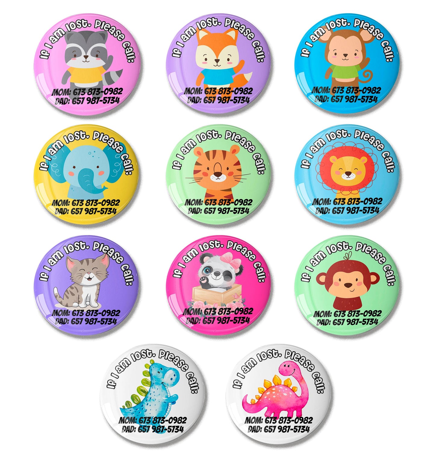 Emergency Contact Button Badge - Emergency Contact Button Pin - Child Emergency Contact Badge - Child Pin