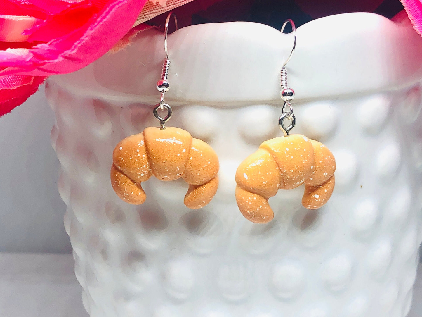 Food Earrings - Croissant Earrings - Food Jewelry - Dangle Earrings - Fun Earrings - Fun Gift - Novelty Earrings