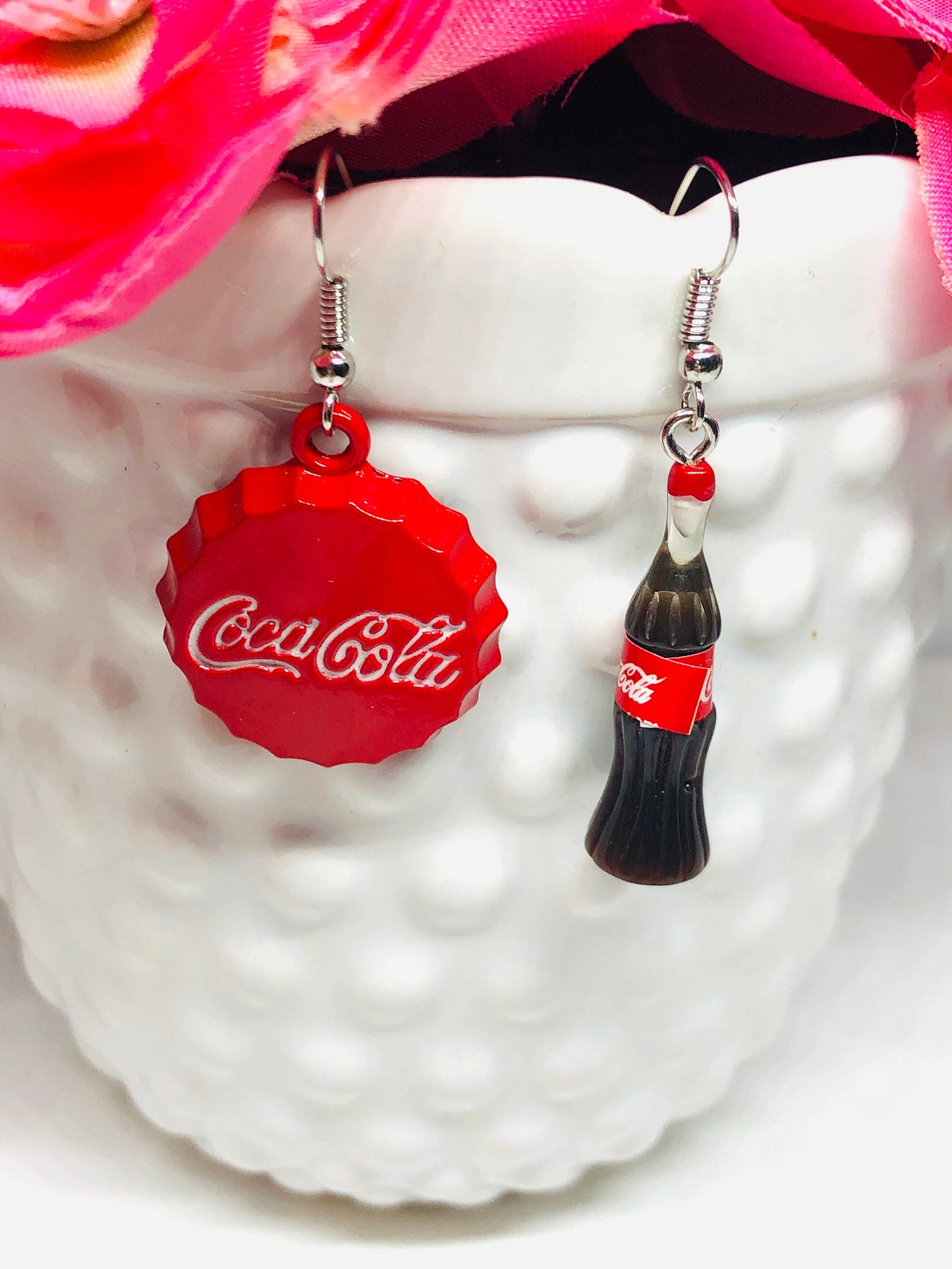 Coca Cola Earrings - Food Jewelry - Dangle Earrings - Fun Earrings - Fun Gift - Novelty Earrings