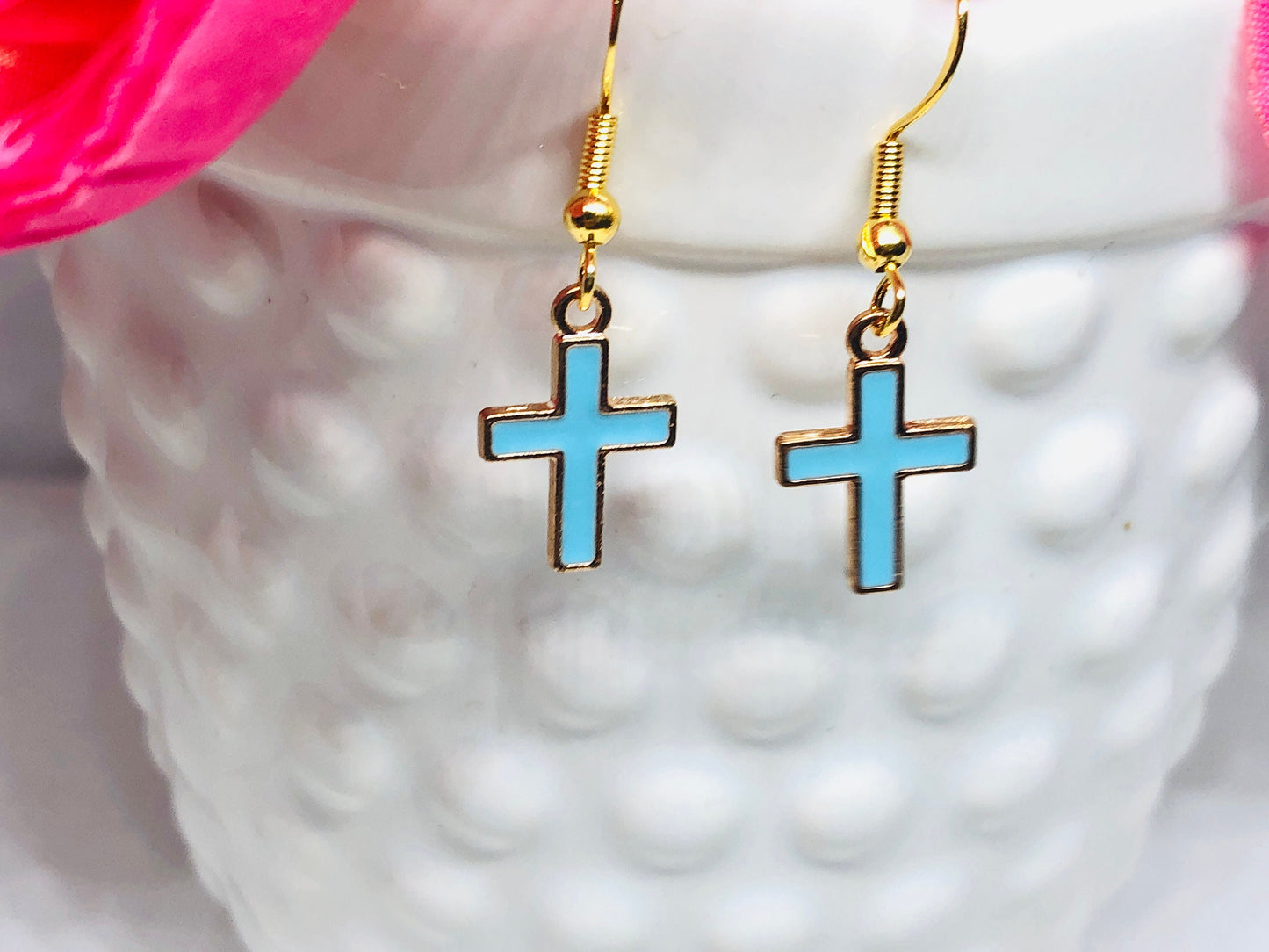 Cross Earrings - Colorful Cross Earrings - Cross Jewelry - Dangle Earrings - Religious Jewelry - Religious Earrings