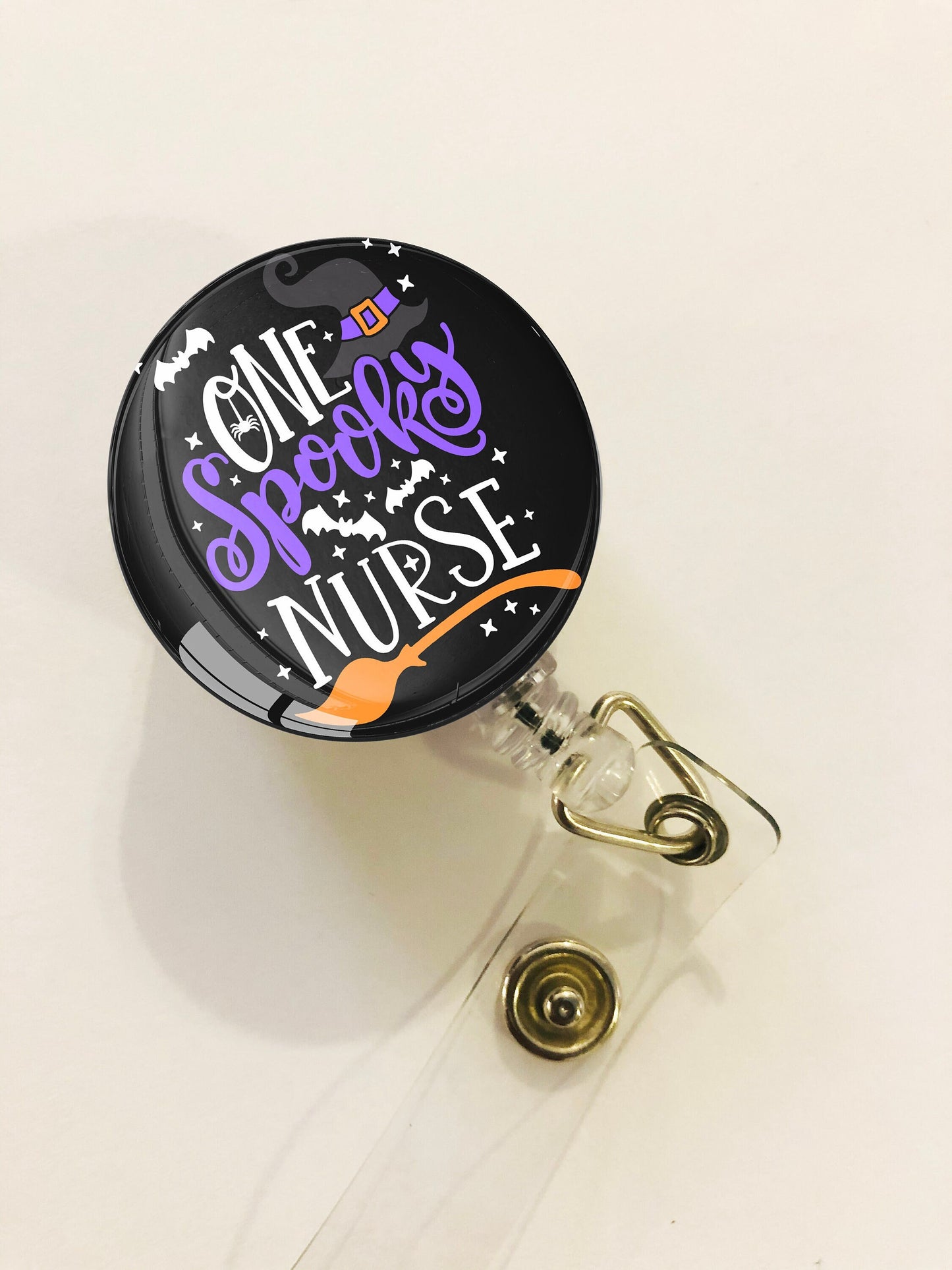 One Spooky Nurse Badge Reel - Halloween Nurse Badge Reel - RN Halloween Badge Reel - ID Retractable badge, ID Badge Reel - Nurse Gift
