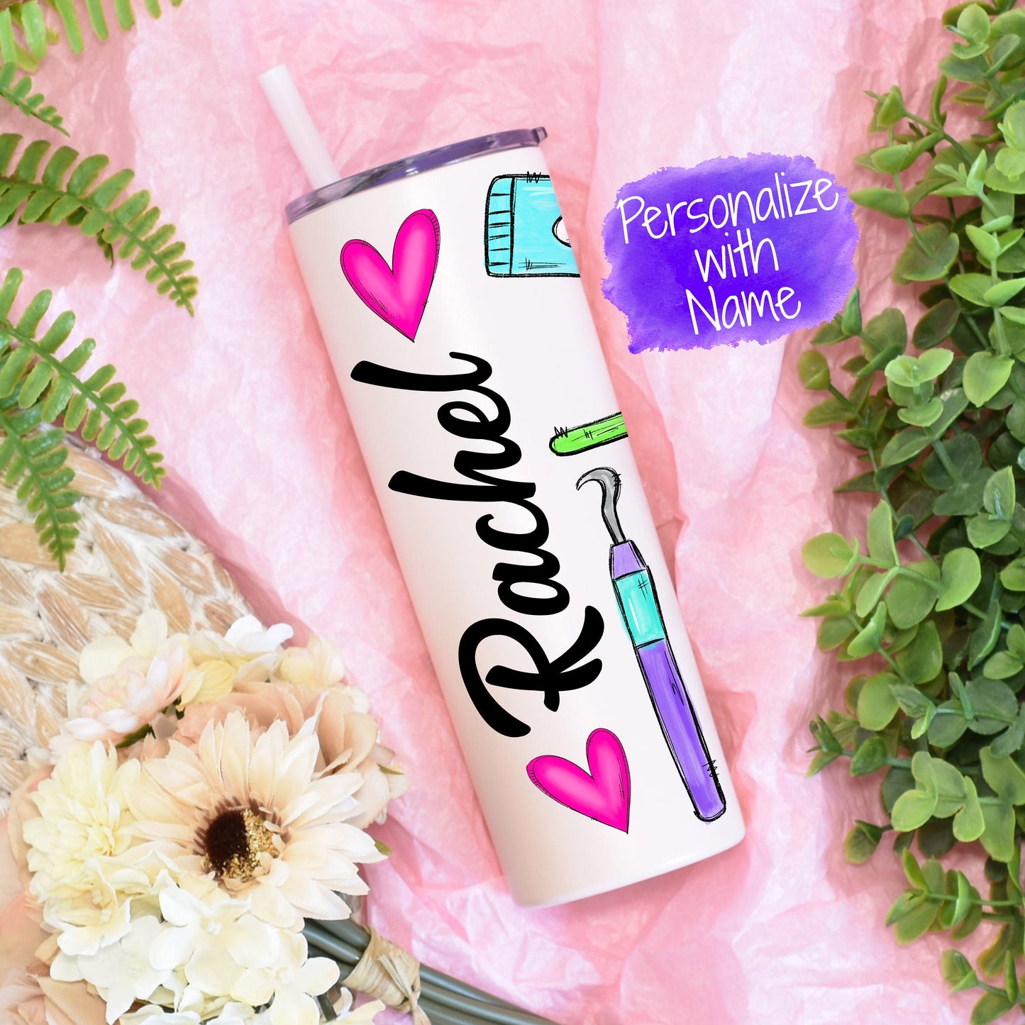 Dentist Skinny Tumbler - She works willingly with her hands - Dentist Skinny Tumbler -  Dentist Gift - Dental Assistant - Dental Hygienist