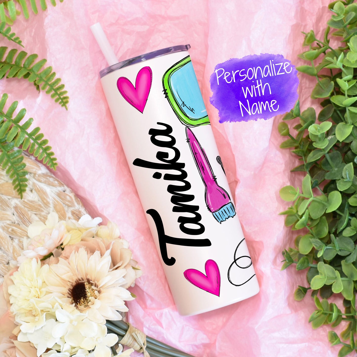 HairStylist Skinny Tumbler - She works willingly with her hands - Hairdresser Skinny Tumbler -  Hairstylists Gift - Hairdresser Gift