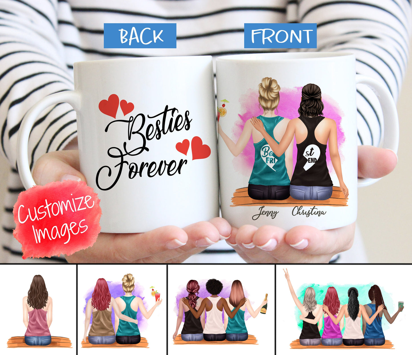 Best Friends Mug, Customized Best Friends Mug, Friendship Mug, Friendship Gift, Best Friends Gift, Best Friends Keepsakes, BFF Mug, Besties