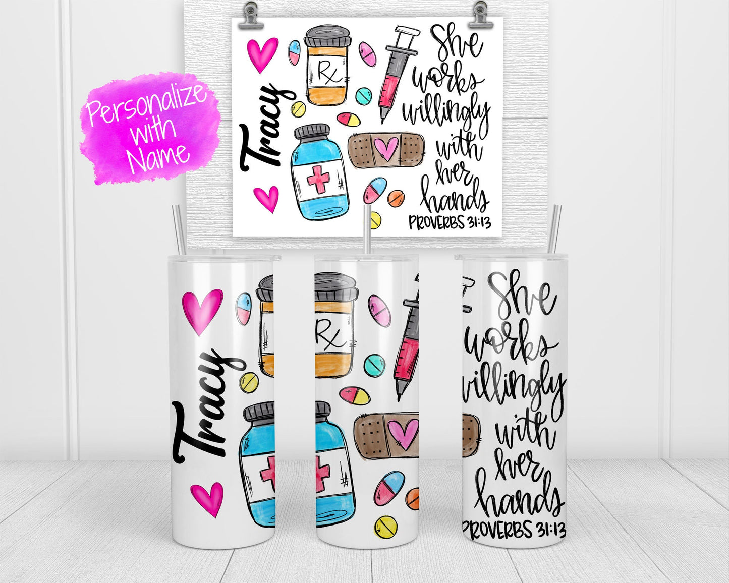 Pharmacist Skinny Tumbler - She works willingly with her hands - Pharmacist Skinny Tumbler -  Pharmacist Gift