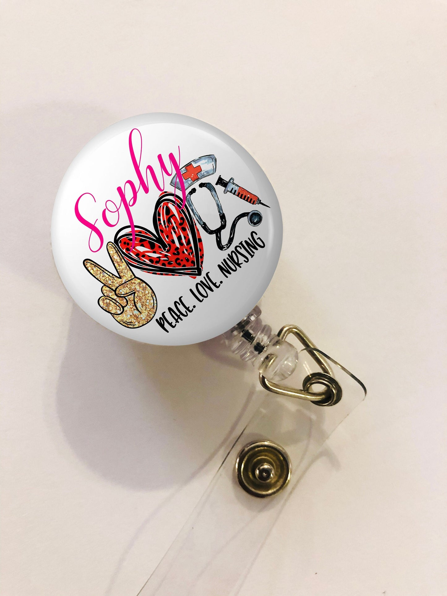 Personalized Peace love nursing - Nurse Badge Reel - RN Badge Reel - ID Retractable badge, ID Badge Reel - Nurse Gift