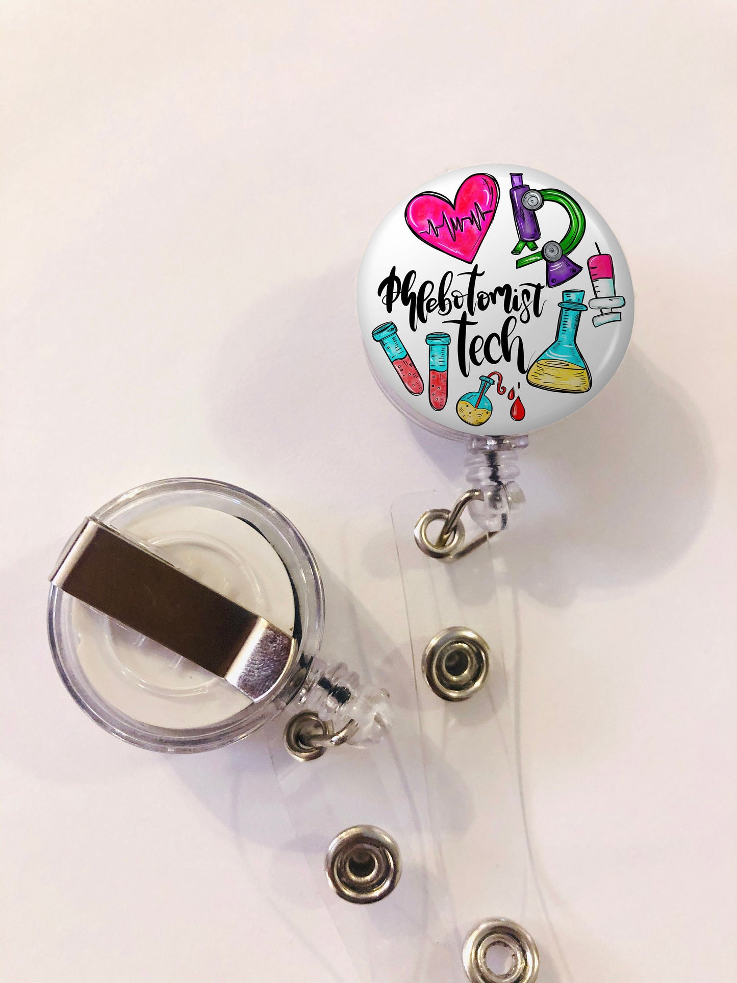Phlebotomist Badge Reel - Lab Badge Reel - ID Retractable badge, ID Badge Reel - Phlebotomist Gift