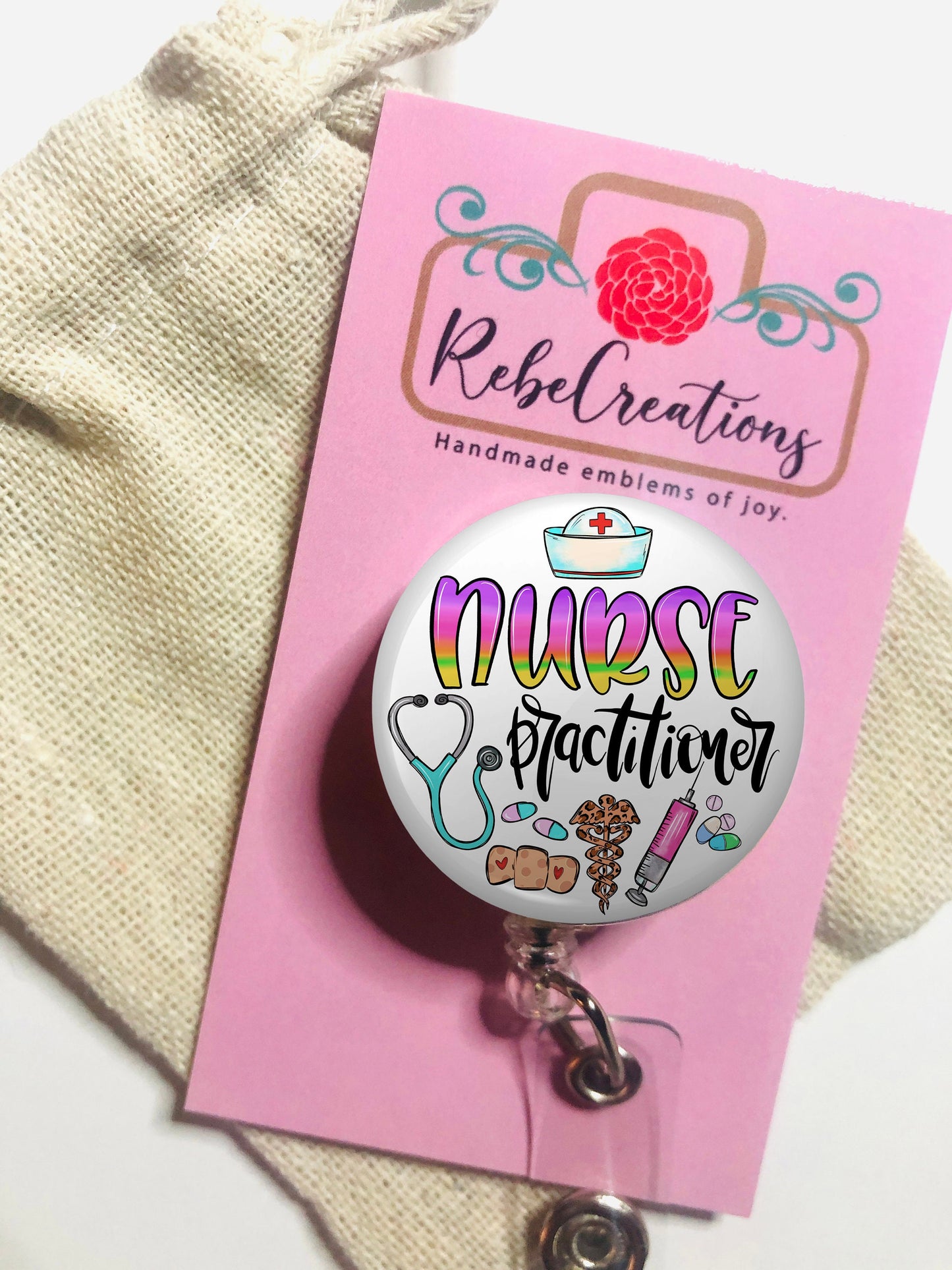 Nurse Practitioner Badge Reel - NP Badge Reel - ID Retractable badge, ID Badge Reel - Nurse Gift - Np Gift