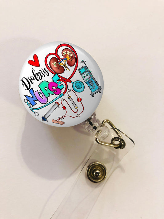 Dialysis Nurse Badge Reel - Dialysis RN Badge Reel - ID Retractable badge, ID Badge Reel - Nurse Gift - Dialysis Nurse Gift