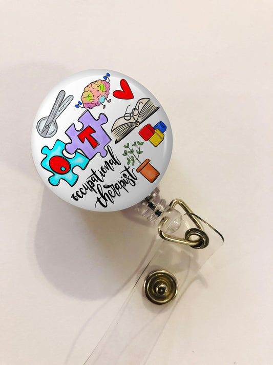 Occupational Therapist Badge Reel - PT Badge Reel - ID Retractable badge, ID Badge Reel - Pt Gift - Ot Gift - Occupational Therapist Gift