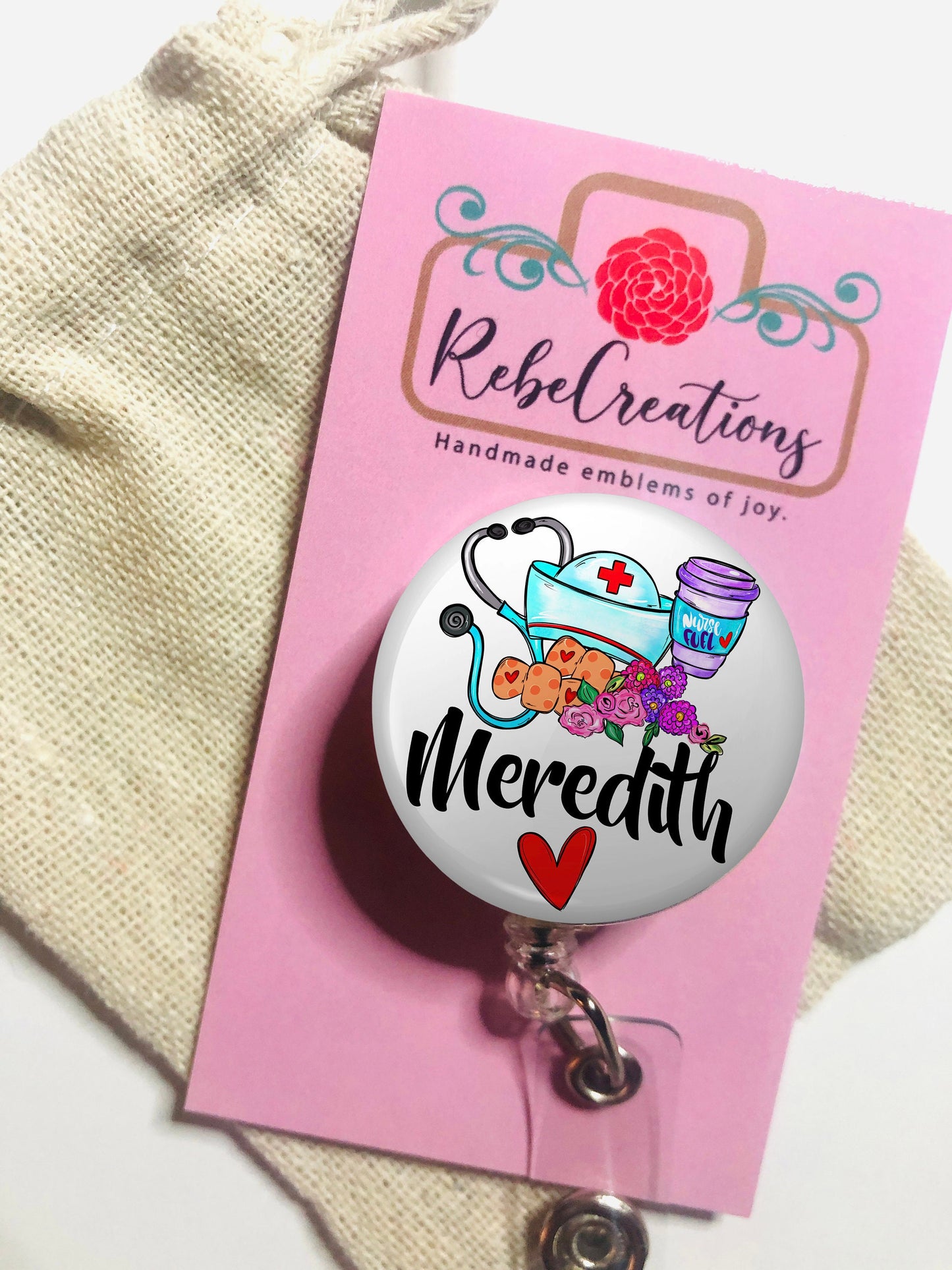 Personalized Nurse Badge Reel - Nurse Badge Reel - RN Badge Reel - ID Retractable badge, ID Badge Reel - Nurse Gift