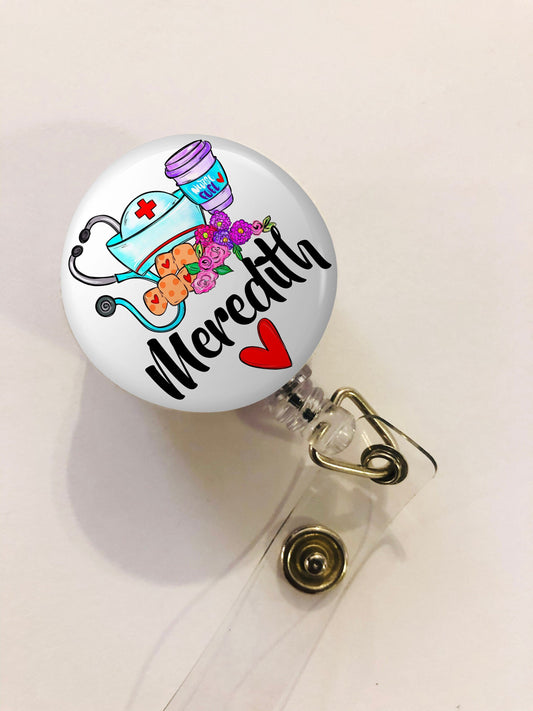 Personalized Nurse Badge Reel - Nurse Badge Reel - RN Badge Reel - ID Retractable badge, ID Badge Reel - Nurse Gift