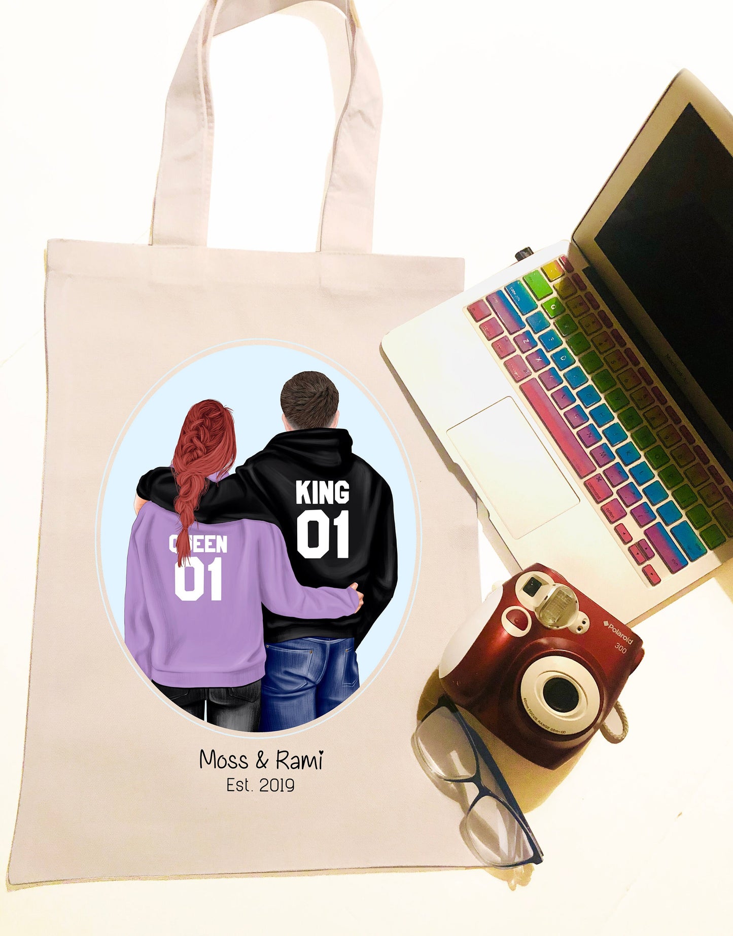 Personalized Couple Canvas Bag -  Canvas Bag - Couple Gift - Couple Bag - Valentines Day
