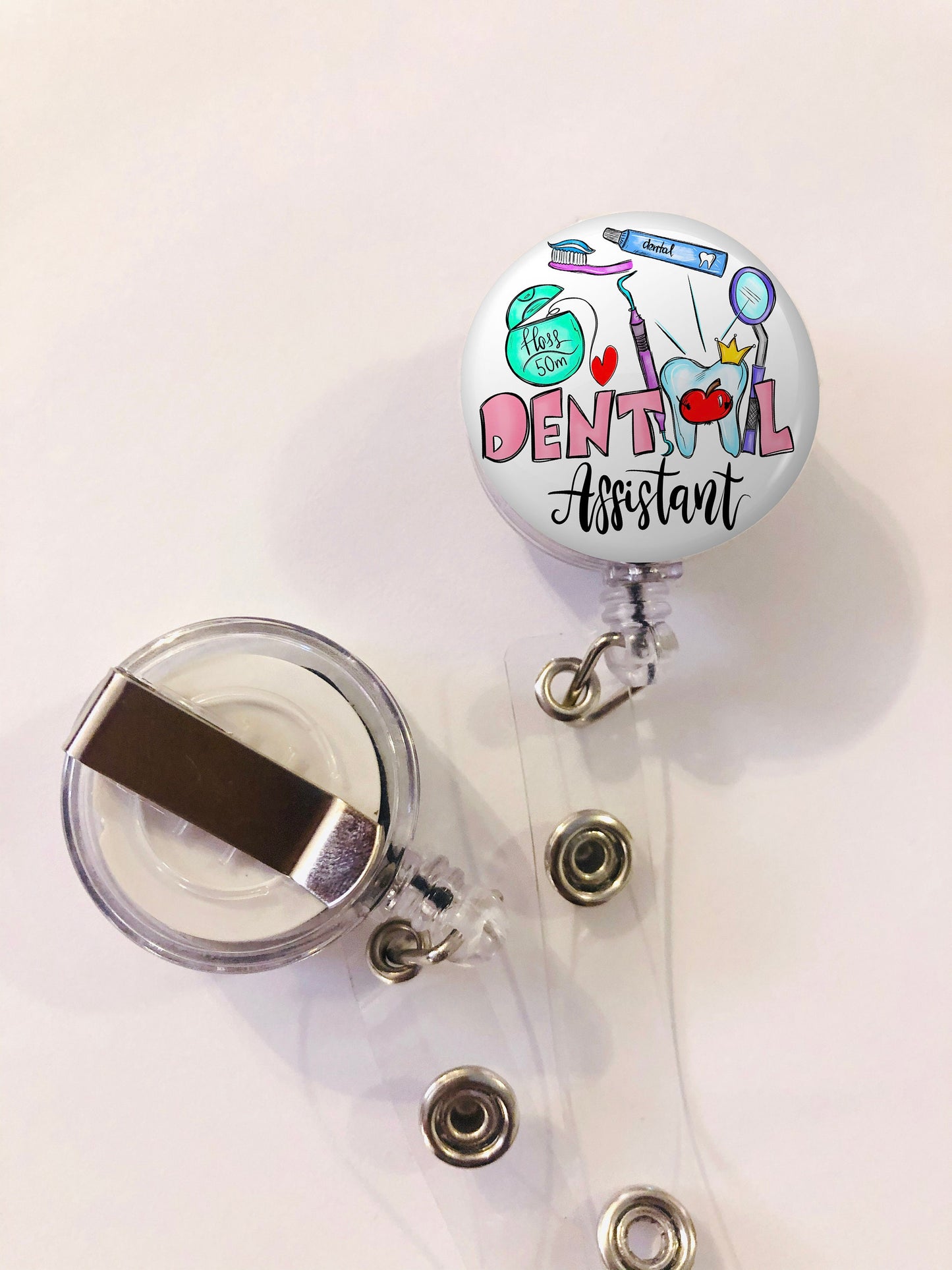 Dental Assistant Badge Reel - Dental Hygienist - Dental Assistant - ID Retractable badge, ID Badge Reel