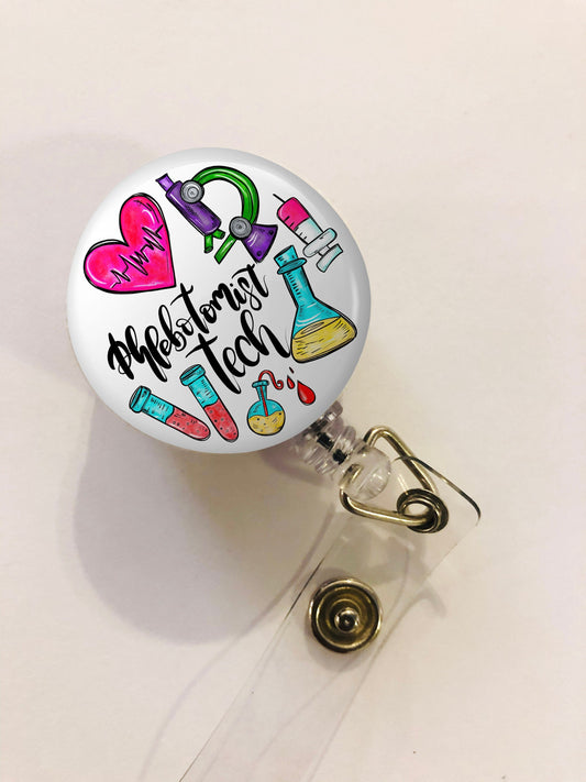 Phlebotomist Badge Reel - Lab Badge Reel - ID Retractable badge, ID Badge Reel - Phlebotomist Gift