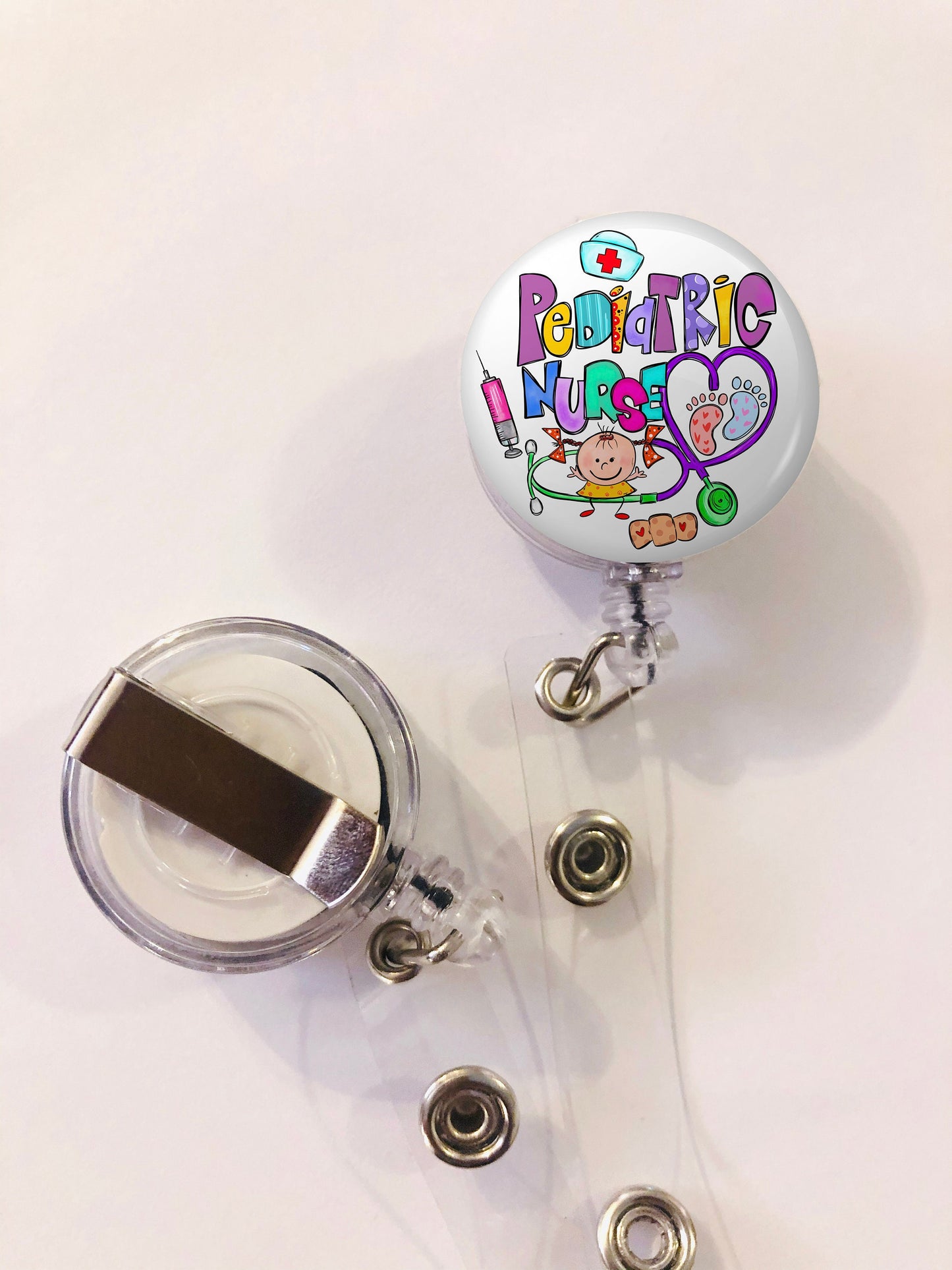 Pediatric Nurse Badge Reel - Peds RN Badge Reel - ID Retractable badge, ID Badge Reel - Nurse Gift - Peds Nurse Gift