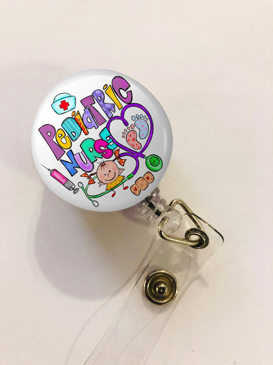 Pediatric Nurse Badge Reel - Peds RN Badge Reel - ID Retractable badge, ID Badge Reel - Nurse Gift - Peds Nurse Gift
