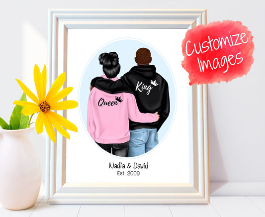 Customized Couple Print, Personalized Couple Print - Couples Gift - Personalized Framed Print - Valentines Day Gift - Valentines Gift