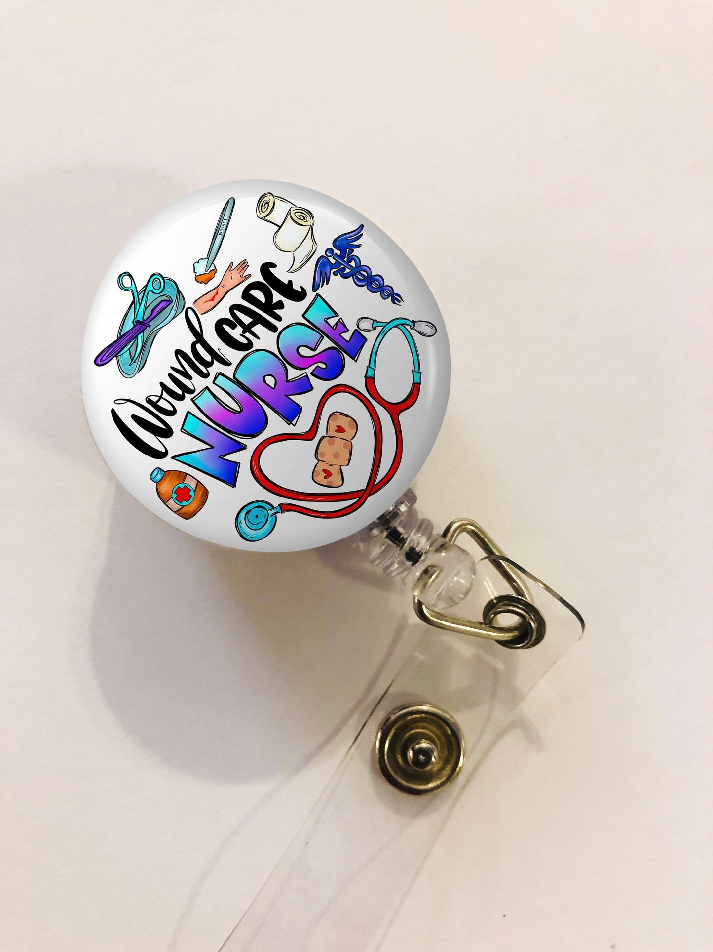 Wound Care Nurse Badge Reel - Wound Rn ID Badge Reel - ID Retractable badge, ID Badge Reel - Wound Care rn Gift, Wound Nurse Gift