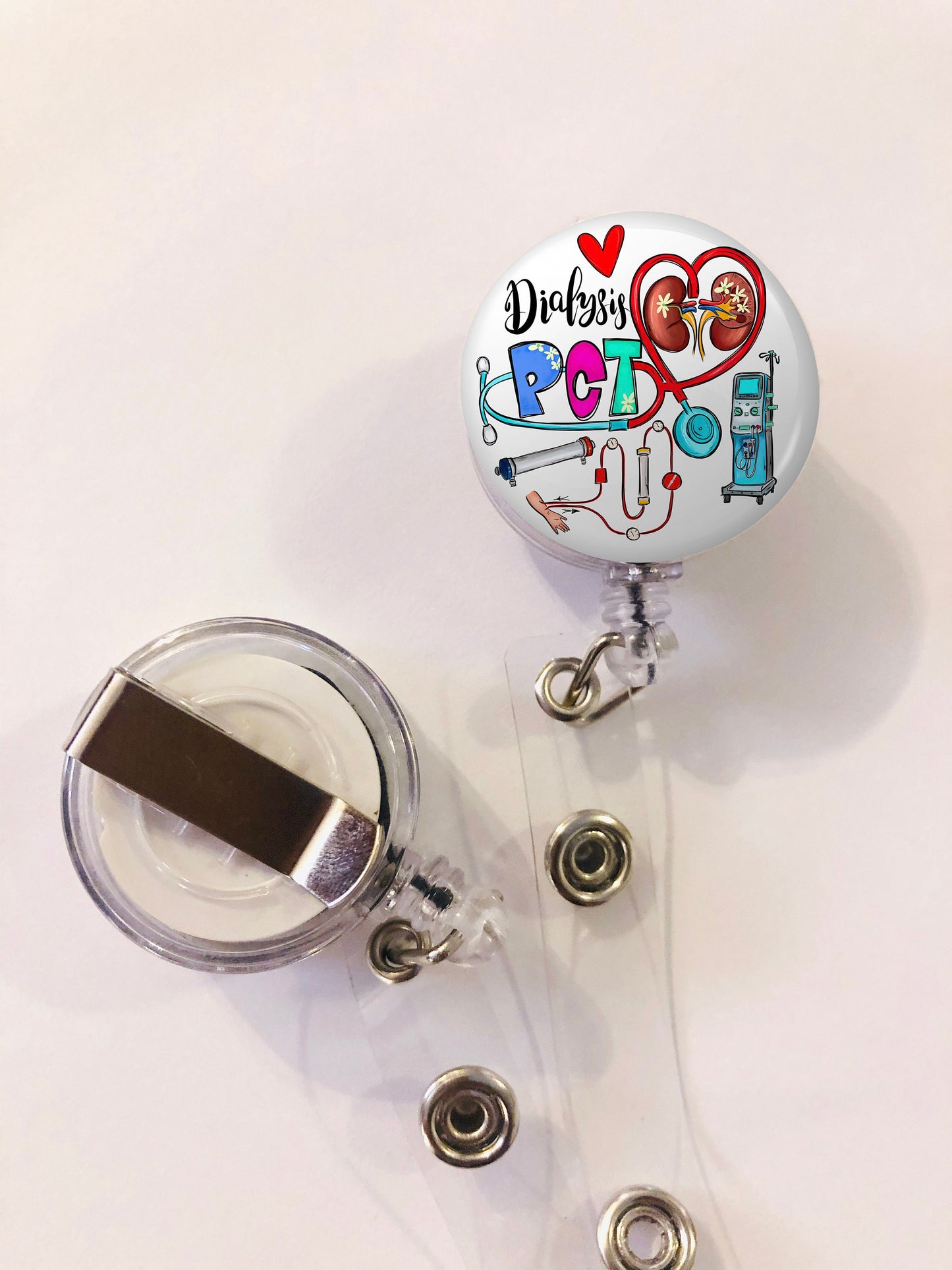 Dialysis Pct Badge Reel - Dialysis Tech ID Badge Reel - ID Retractable badge, ID Badge Reel - Dialysis pct Gift