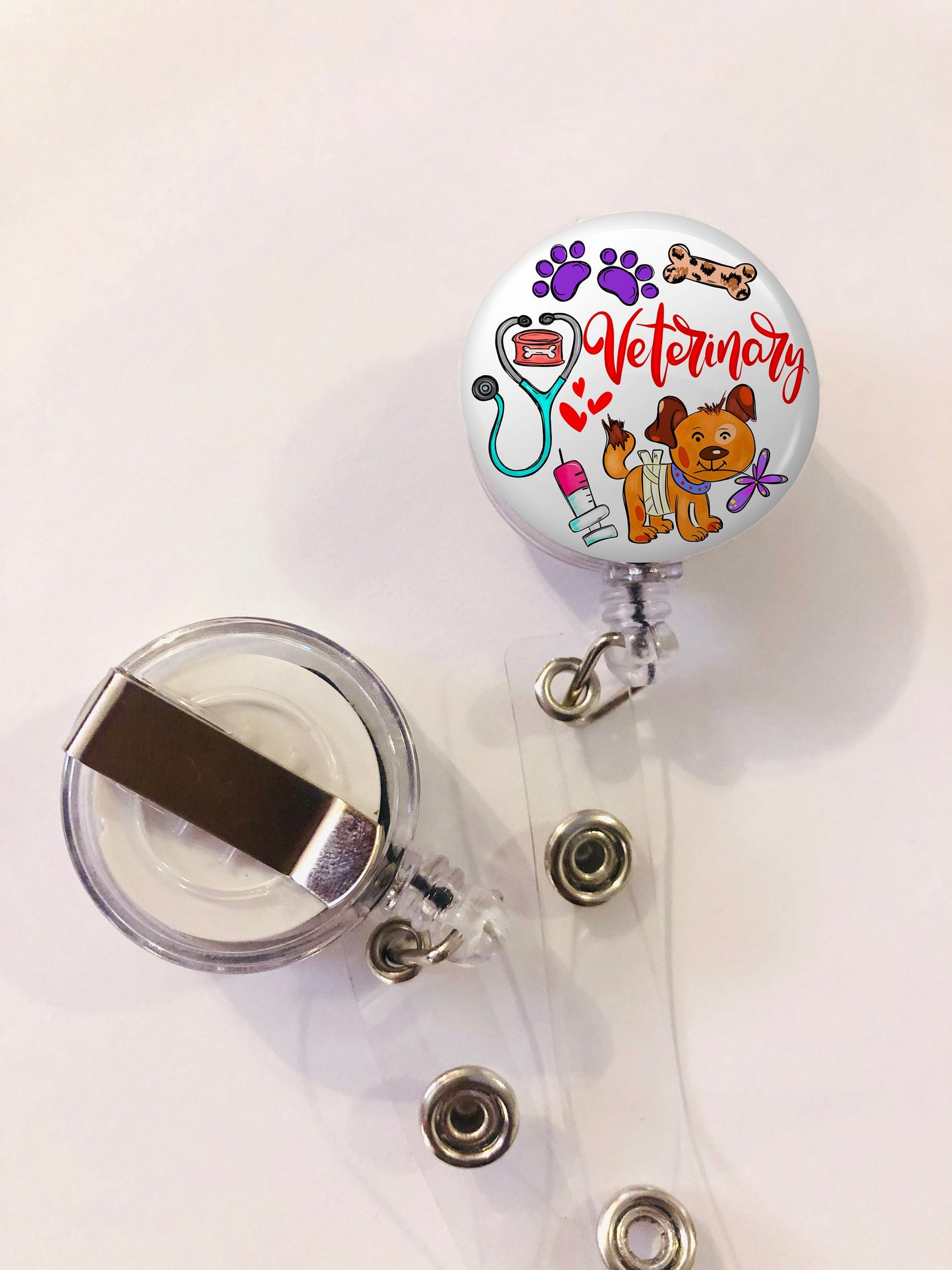 Veterinarian Badge Reel - Vet ID Badge Reel - ID Retractable badge, ID Badge Reel - Veterinarian Gift