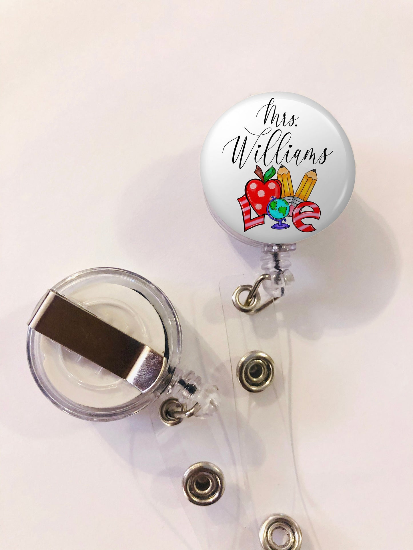 Personalized Teacher Badge Reel - Teacher ID Badge Reel - ID Retractable badge, ID Badge Reel - Personalized Teacher Gift - Teacher Gift