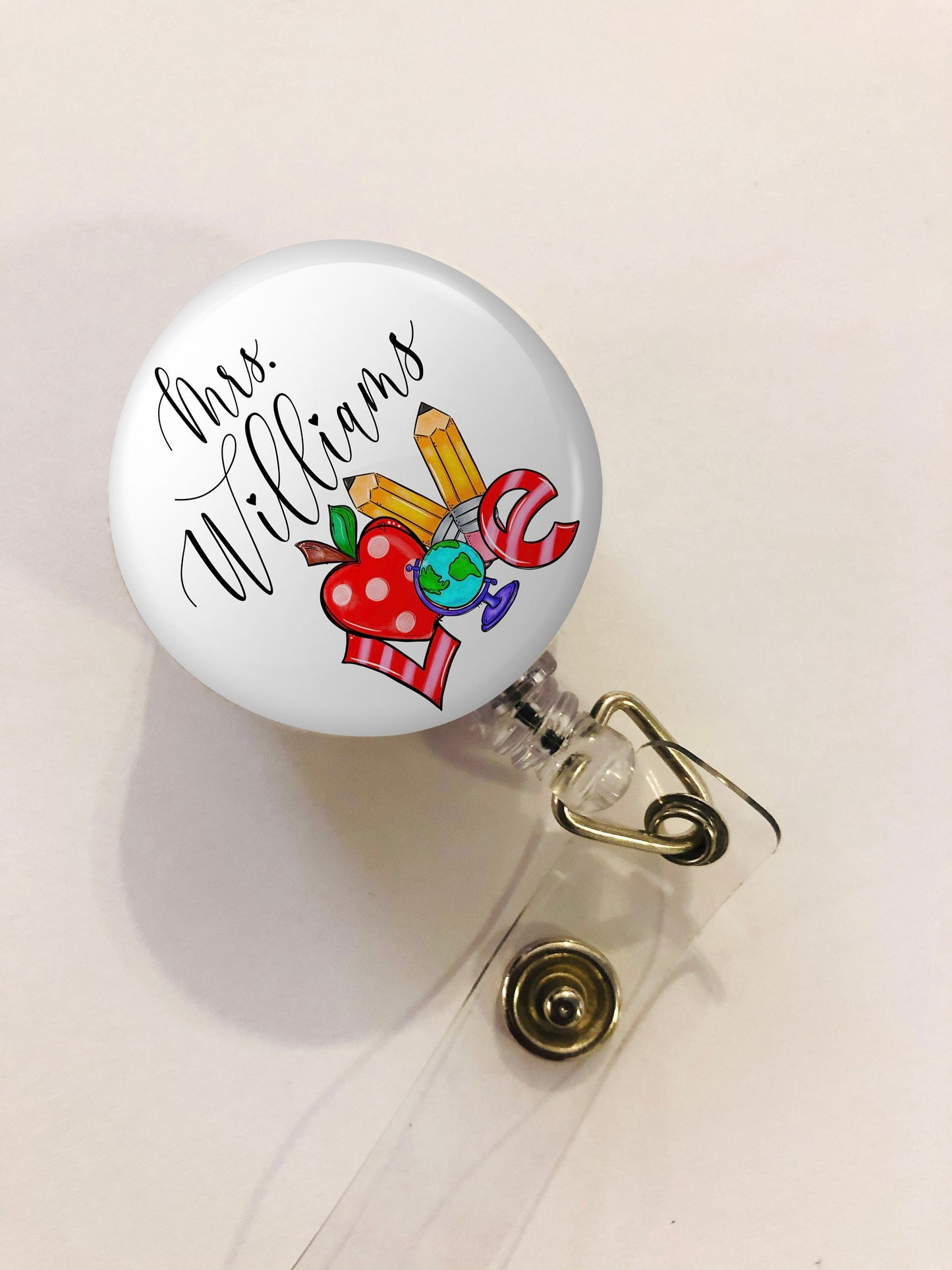 Personalized Teacher Badge Reel - Teacher ID Badge Reel - ID Retractable badge, ID Badge Reel - Personalized Teacher Gift - Teacher Gift