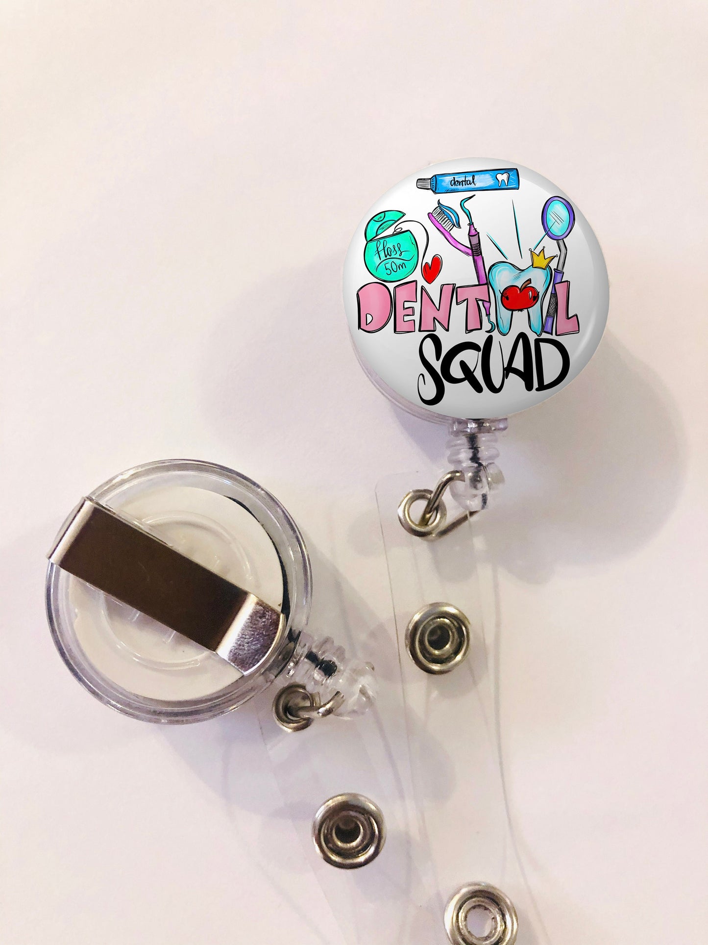 Dental Squad Badge Reel - Dentist Dental Assistant ID Badge Reel - ID Retractable badge, ID Badge Reel - Dental Squad Gift - Dentist Gift