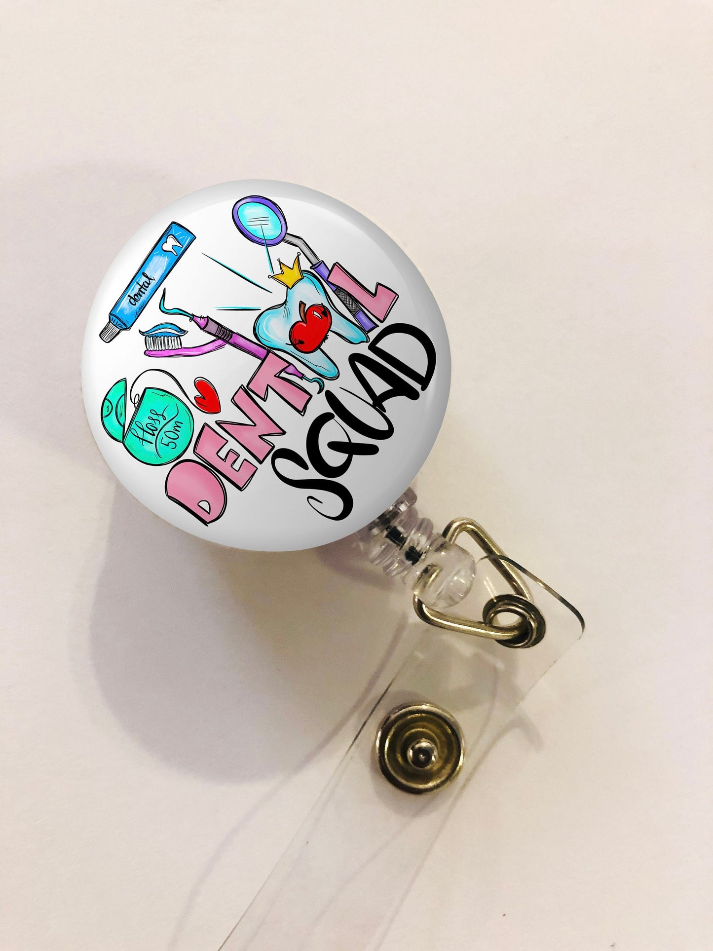 Dental Squad Badge Reel - Dentist Dental Assistant ID Badge Reel - ID Retractable badge, ID Badge Reel - Dental Squad Gift - Dentist Gift