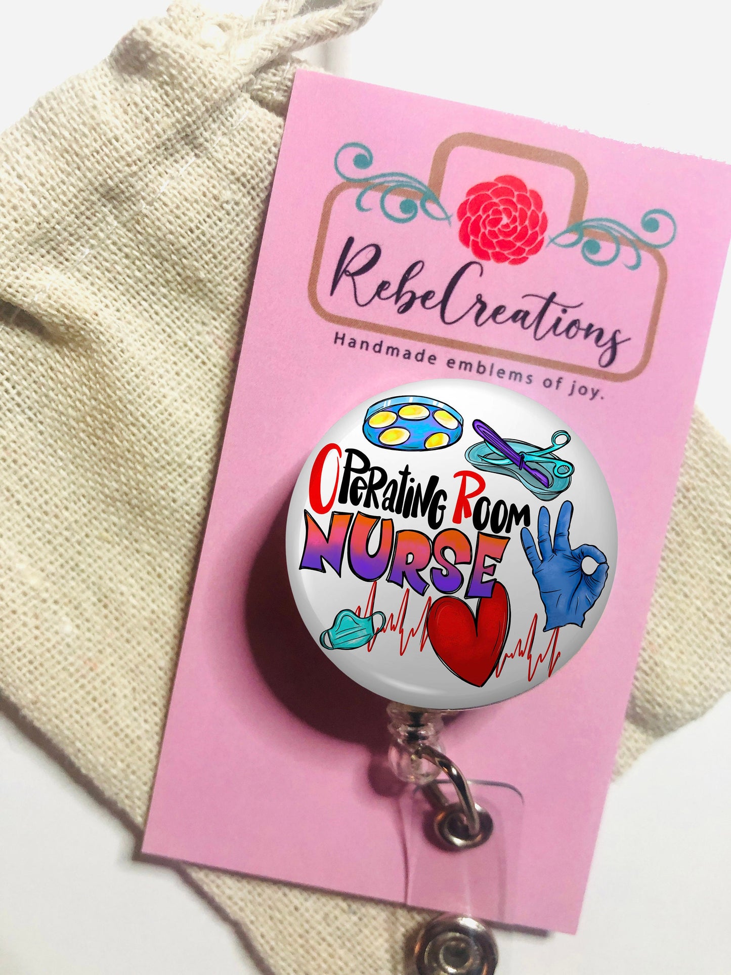 Operating Room Nurse  Badge Reel - Scrubs Nurse ID Badge Reel - Or Nurse - ID Retractable badge, ID Badge Reel - Or Nurse Gift