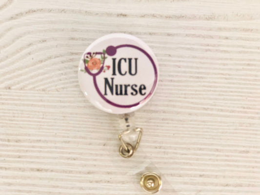 ICU Nurse Badge Reel, RN Retractable badge holder, ID Badge Reel, Nurse gift, Badge Reel, Rn Badge Reel, nurse id holder