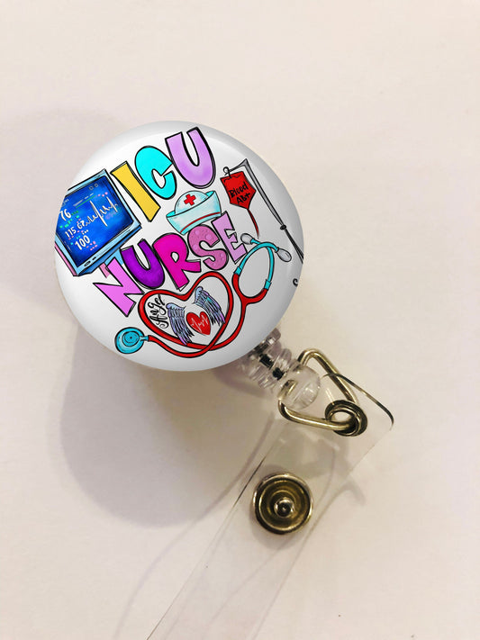 Icu Nurse  Badge Reel - Icu Nurse ID Badge Reel - Icu Nurse - ID Retractable badge, ID Badge Reel - Icu Nurse Gift