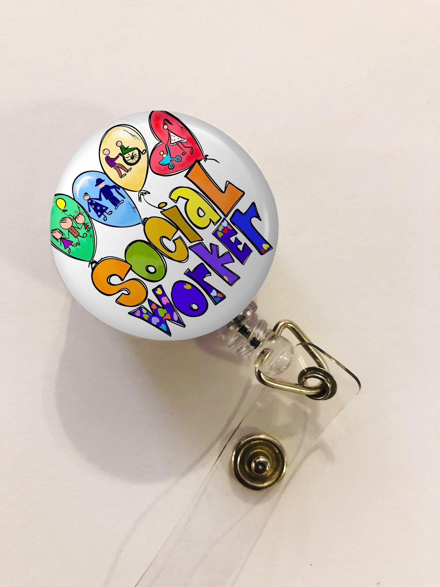 Social Worker Badge Reel - Social Worker ID Badge Reel - ID Retractable badge, ID Badge Reel - Social Worker Gift