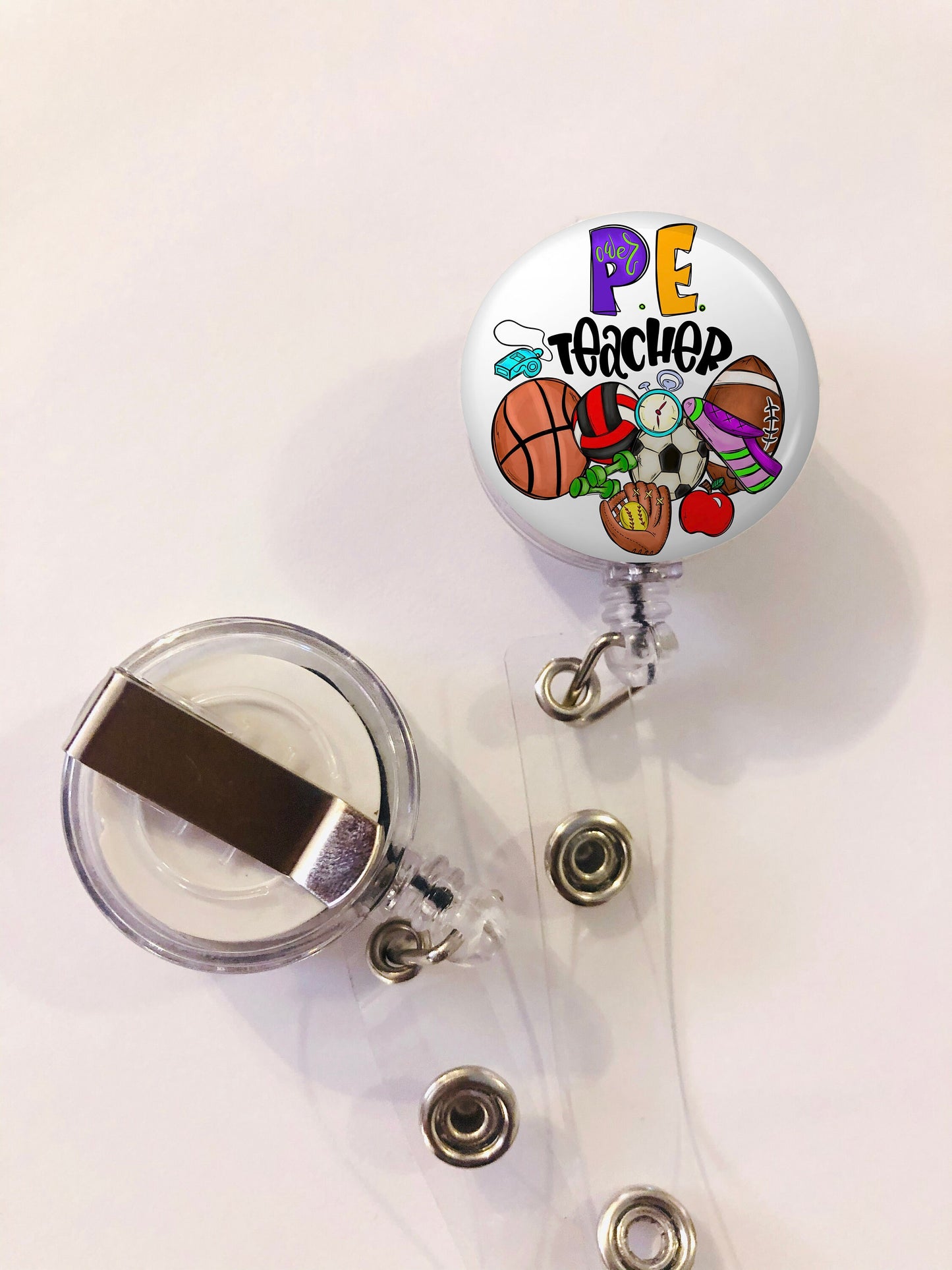 Physical Education Teacher Badge Reel - Pe Teacher ID Badge Reel - ID Retractable badge, ID Badge Reel - Teacher Gift - Pe Teacher Gift