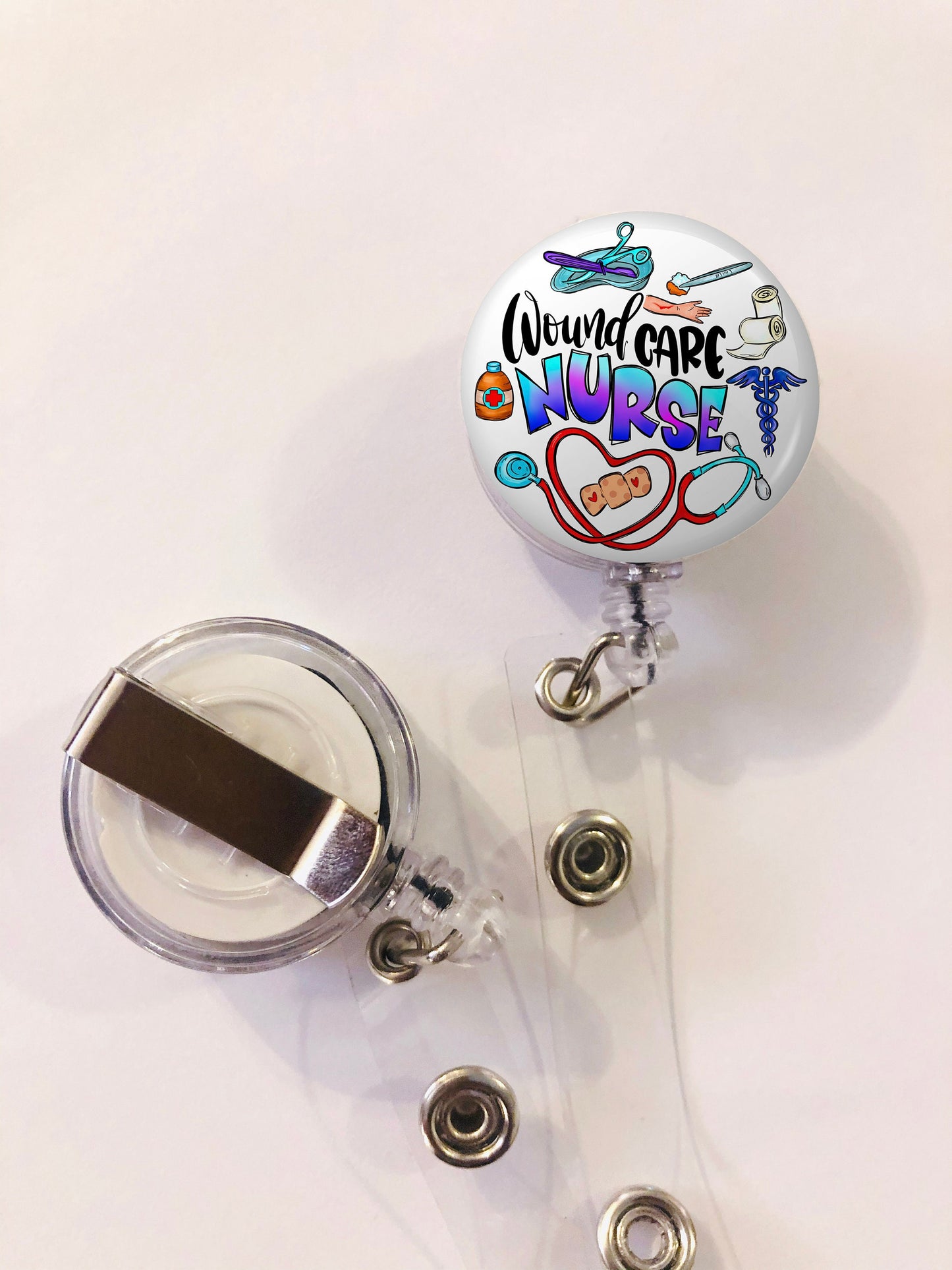 Wound Care Nurse Badge Reel - Wound Rn ID Badge Reel - ID Retractable badge, ID Badge Reel - Wound Care rn Gift, Wound Nurse Gift