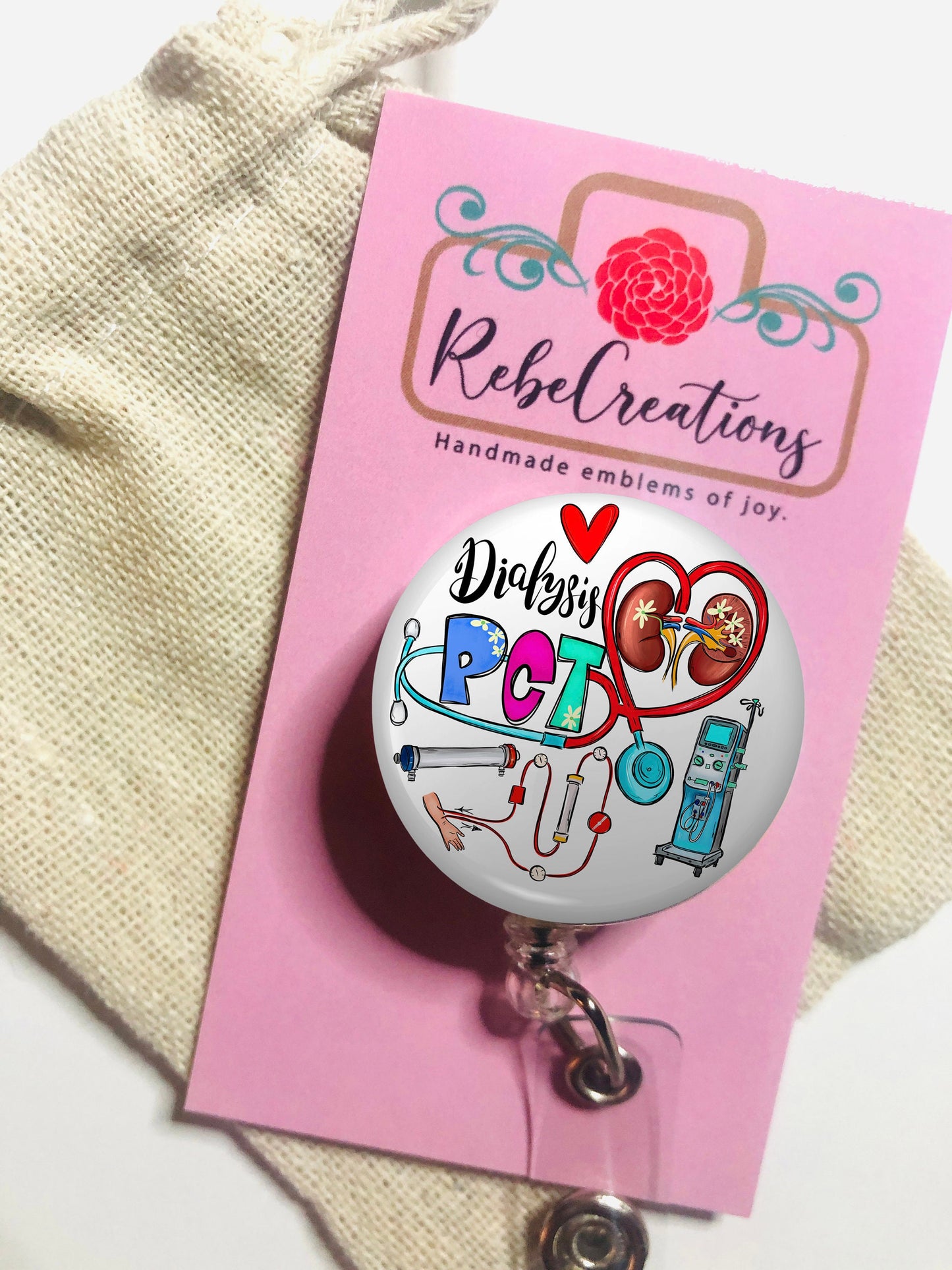 Dialysis Pct Badge Reel - Dialysis Tech ID Badge Reel - ID Retractable badge, ID Badge Reel - Dialysis pct Gift