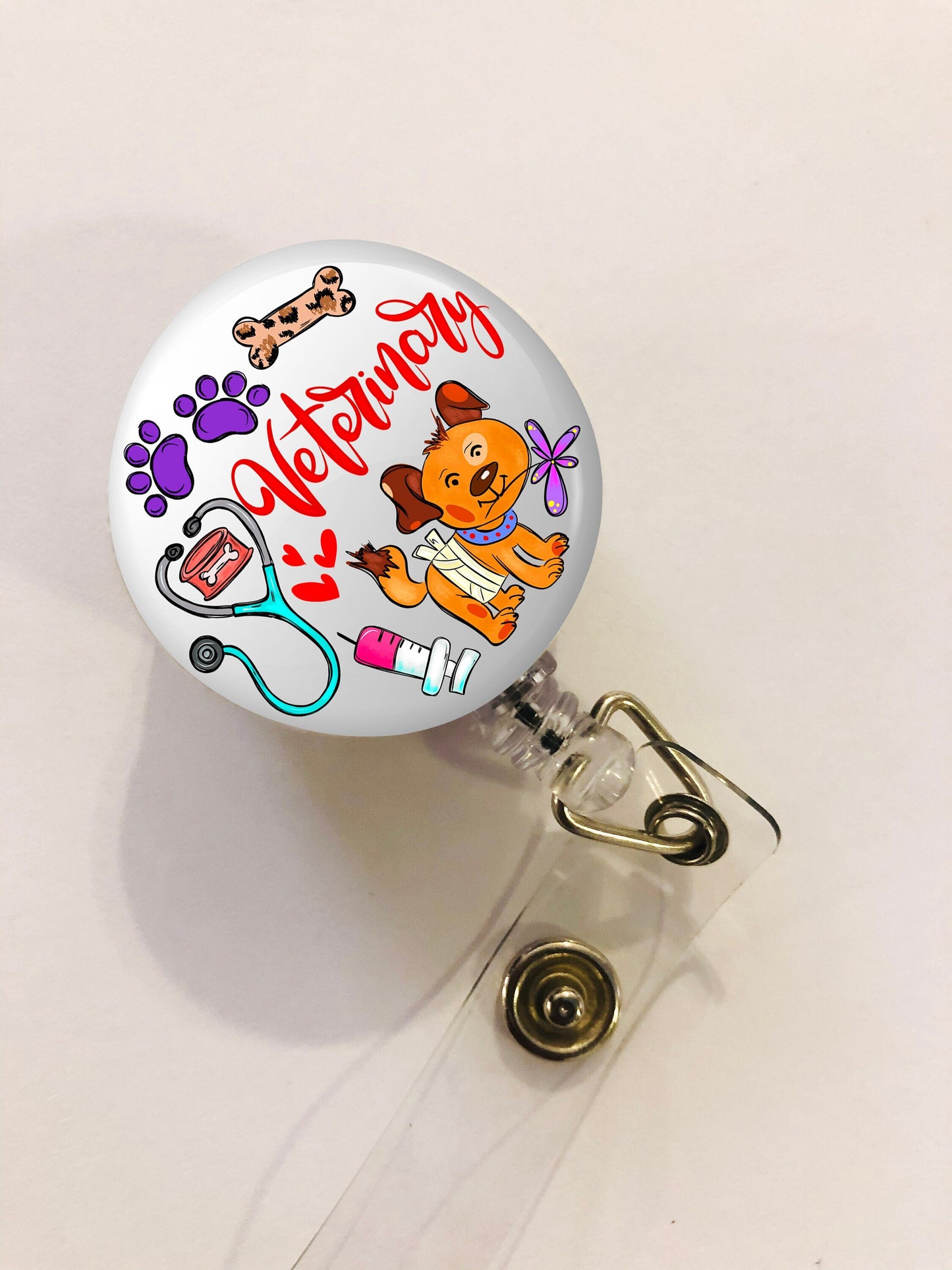 Veterinarian Badge Reel - Vet ID Badge Reel - ID Retractable badge, ID Badge Reel - Veterinarian Gift