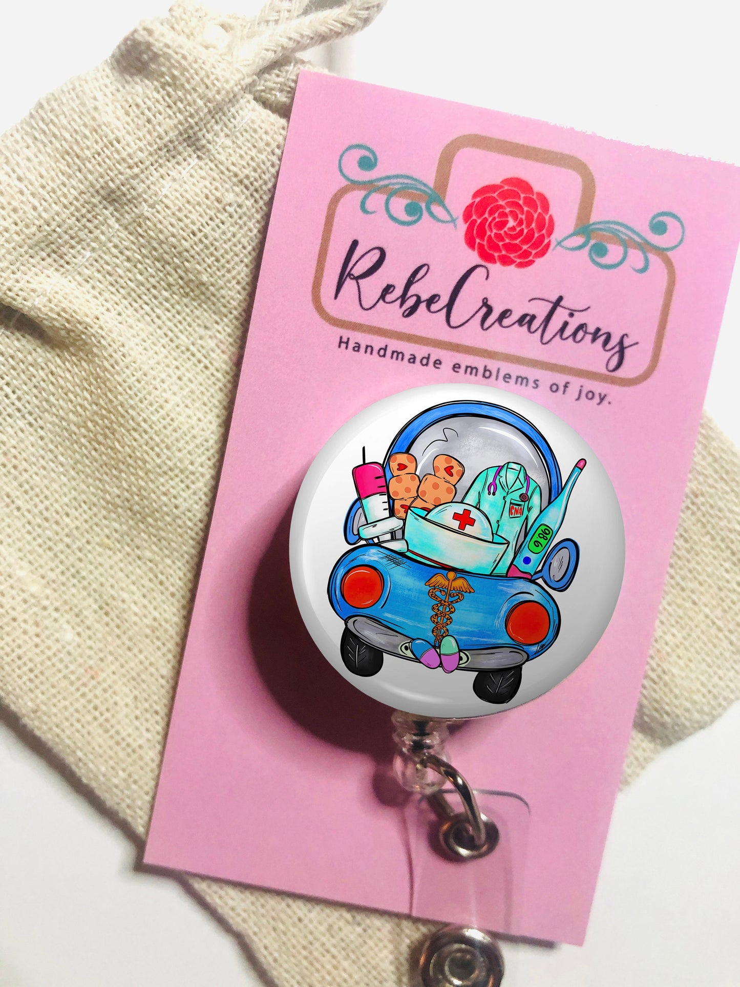 Nurse Truck Badge Reel - Registered Nurse ID Badge Reel - ID Retractable badge, ID Badge Reel - Nurse Gift - Rn Gift