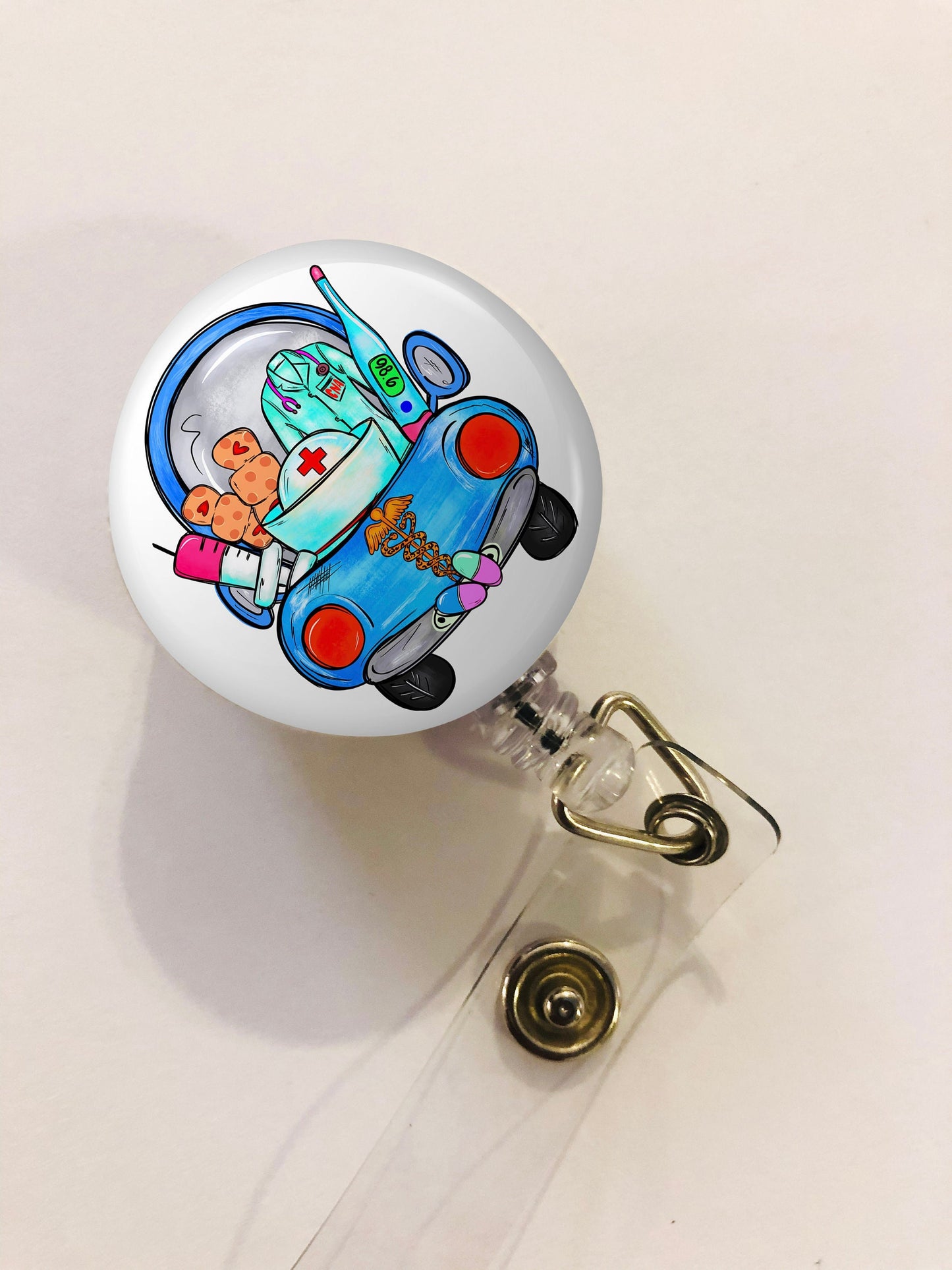 Nurse Truck Badge Reel - Registered Nurse ID Badge Reel - ID Retractable badge, ID Badge Reel - Nurse Gift - Rn Gift