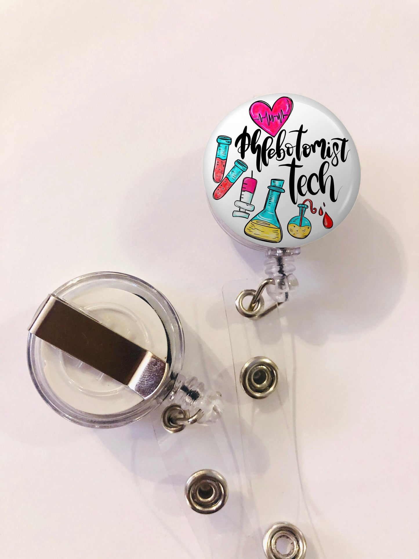 Phlebotomist Tech Badge Reel - Phlebotomist Tech ID Badge Reel - ID Retractable badge, ID Badge Reel - Phlebotomist Tech Gift