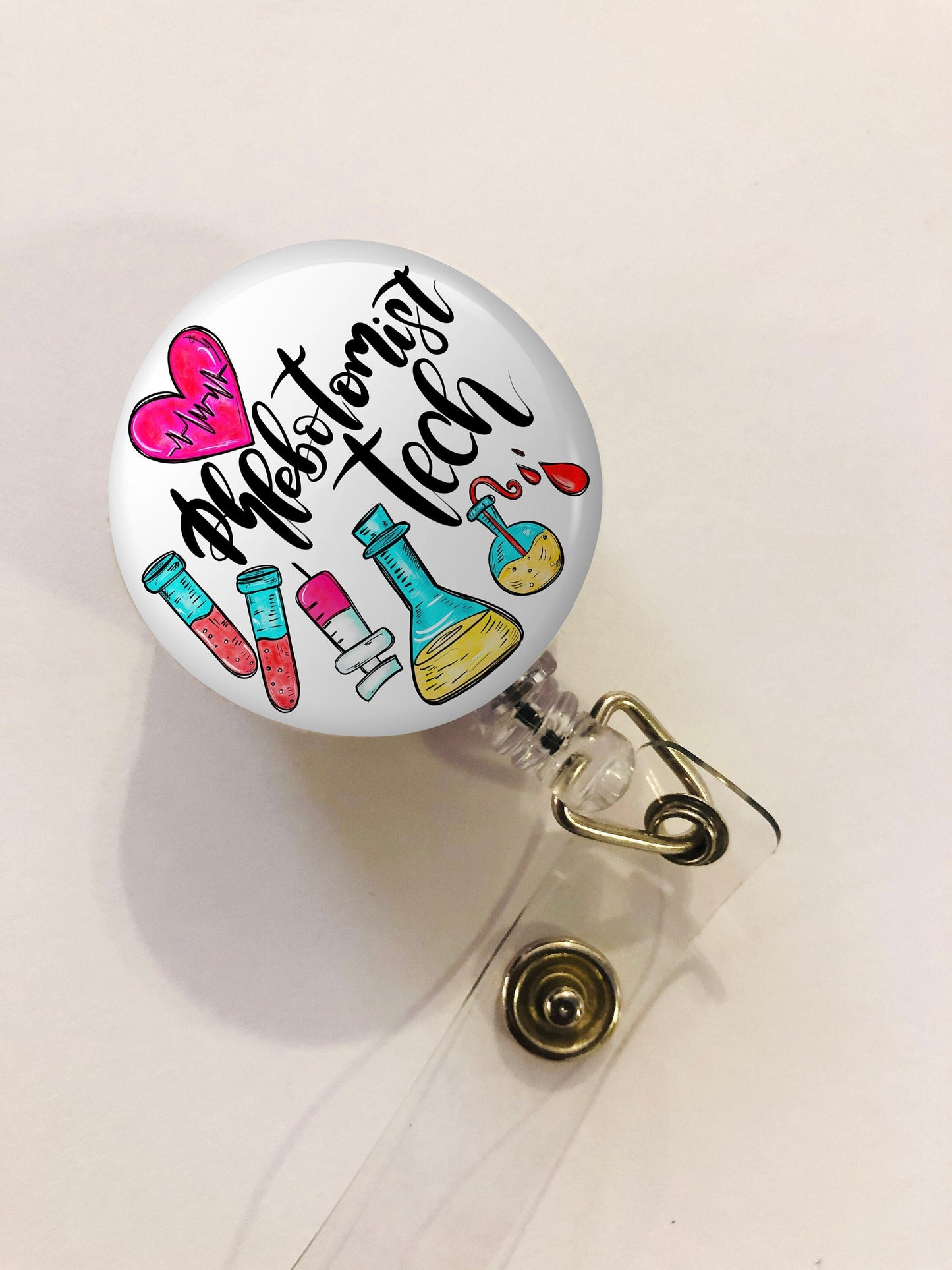 Phlebotomist Tech Badge Reel - Phlebotomist Tech ID Badge Reel - ID Retractable badge, ID Badge Reel - Phlebotomist Tech Gift