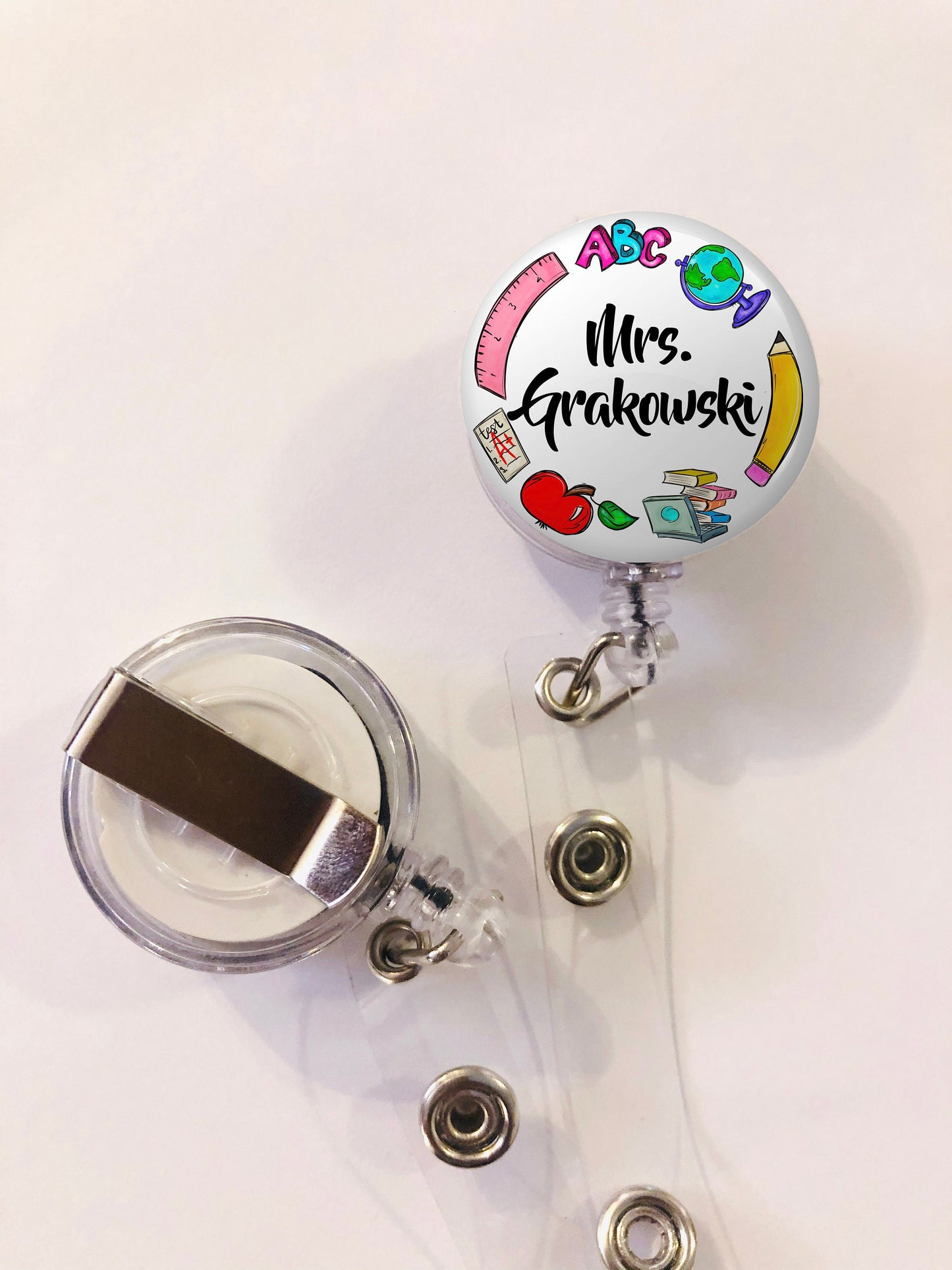 Personalized Teacher Badge Reel - Teacher ID Badge Reel - ID Retractable badge, ID Badge Reel - Teacher Gift