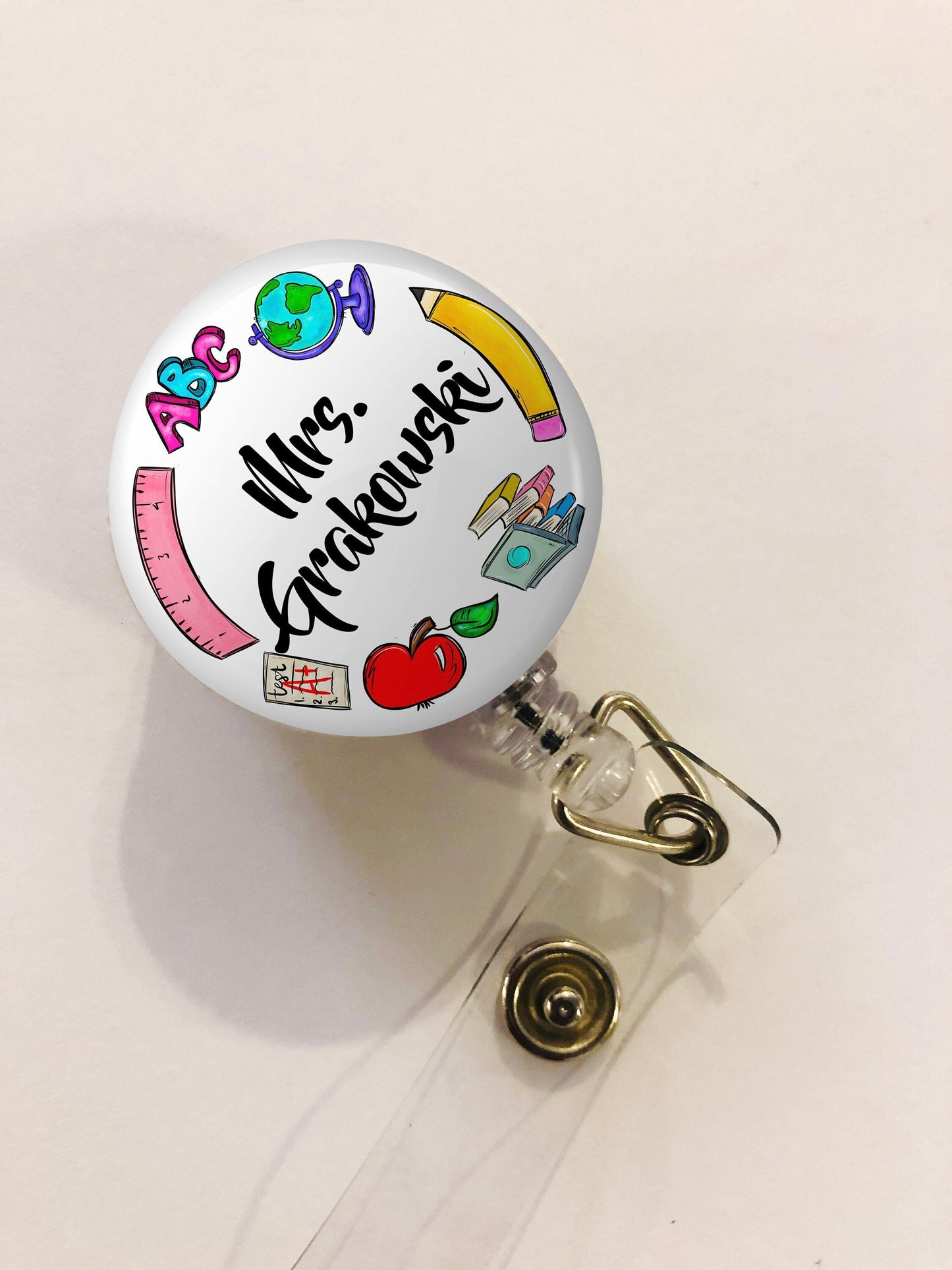 Personalized Teacher Badge Reel - Teacher ID Badge Reel - ID Retractable badge, ID Badge Reel - Teacher Gift
