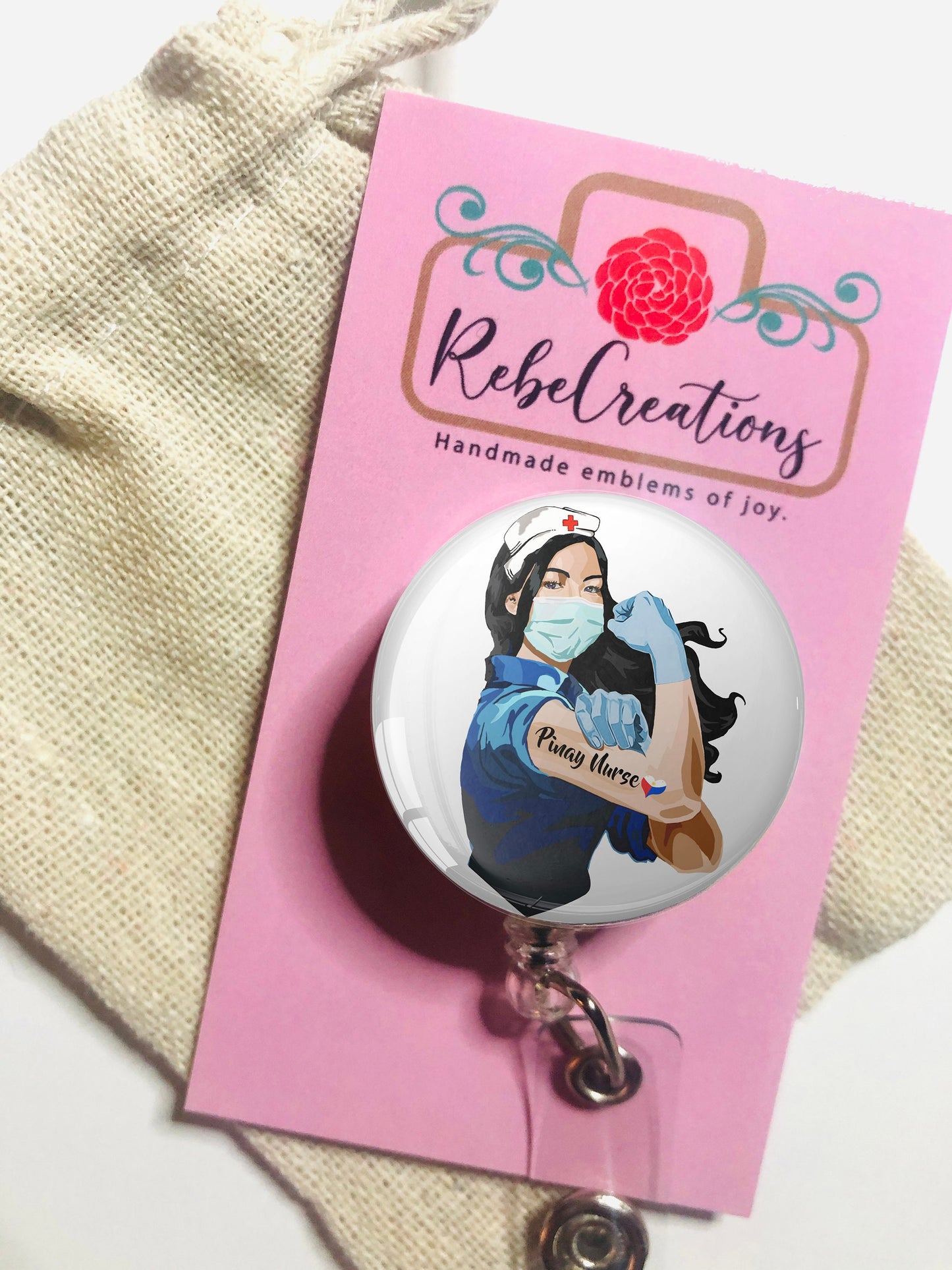 Filipina Nurse Badge Reel - Philippines Nurse ID Badge Reel - Pinay Nurse- ID Retractable badge - Filipino Nurse Gift - Philippines