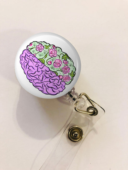 Brain Badge Reel - Nurse ID Badge Reel - Neuro Nurse- Neuro Rn - ID Retractable badge - ID Badge Reel - Nurse Gift